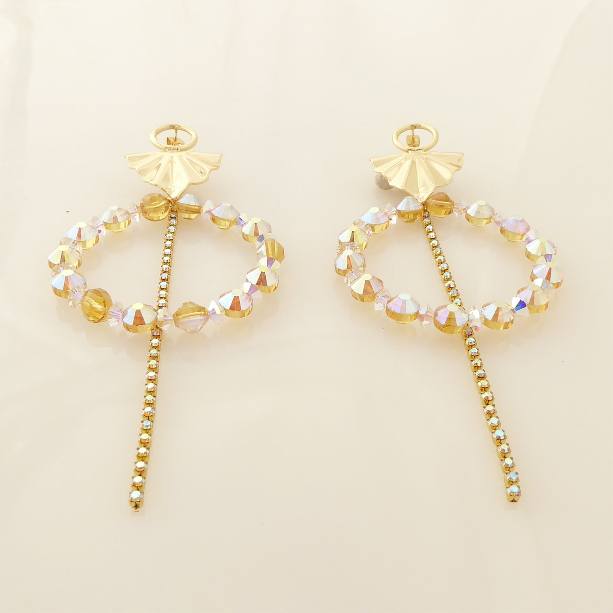 Iridescent yellow crystal earrings by Jenny Dayco 3