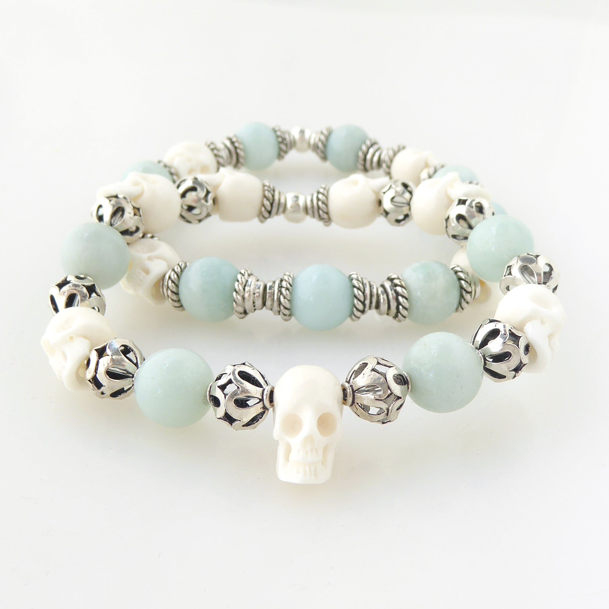 Jade and skull bracelet set by Jenny Dayco 3