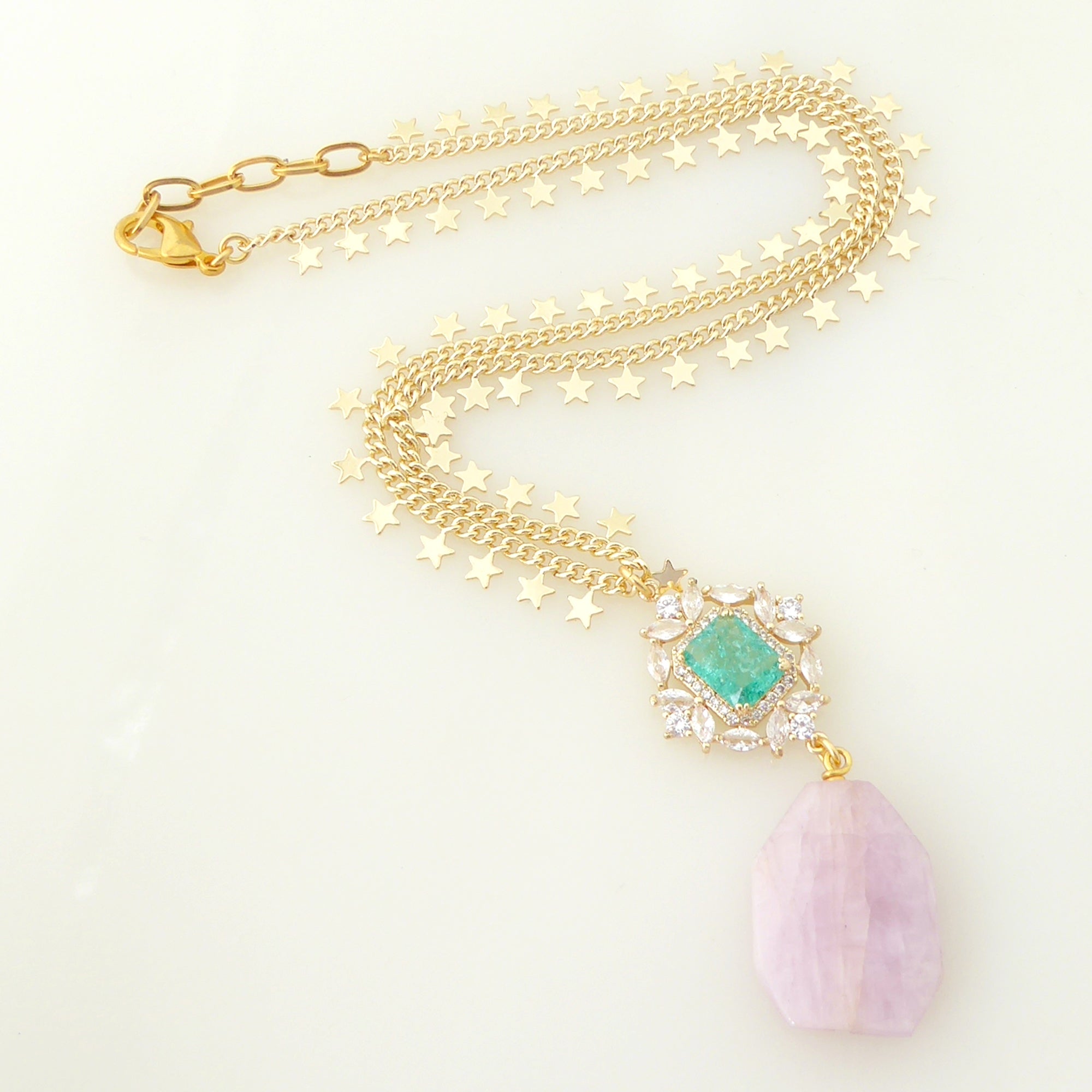 Kunzite and gold star necklace by Jenny Dayco 4