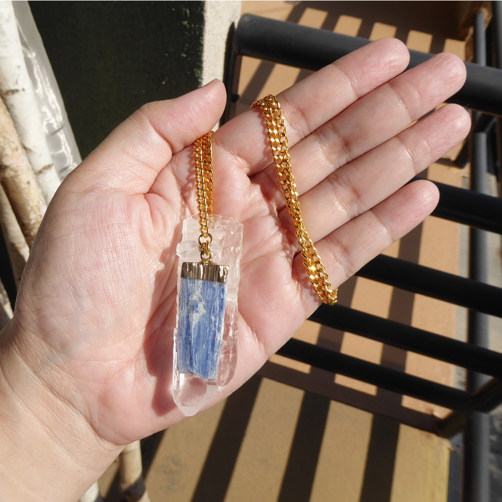 Kyanite and twin quartz necklace by Jenny Dayco 7