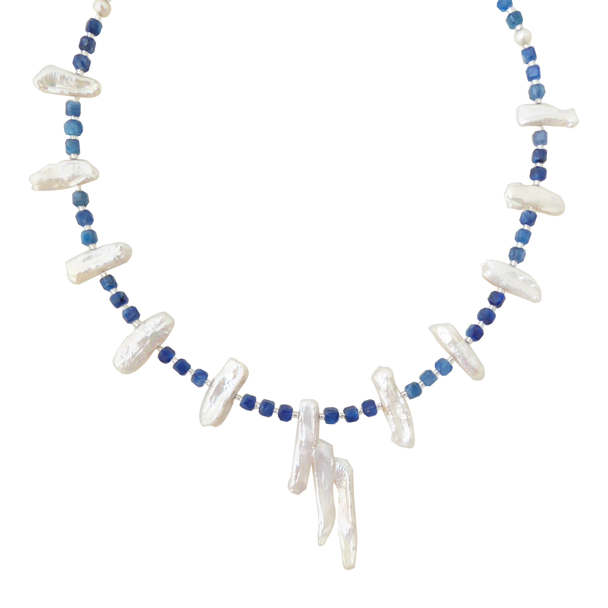 Kyanite pearl collar necklace by Jenny Dayco 1