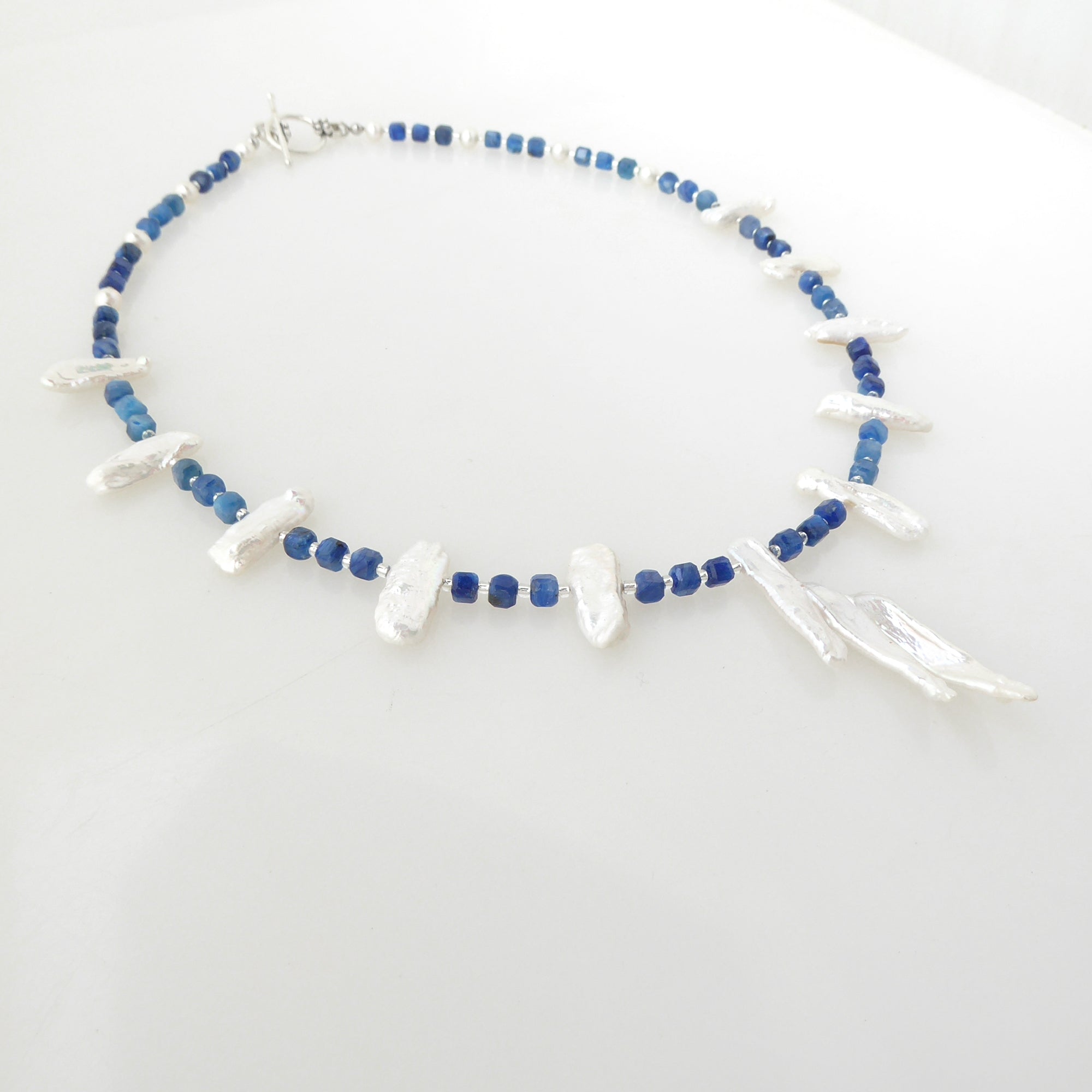 Kyanite pearl collar necklace by Jenny Dayco 2