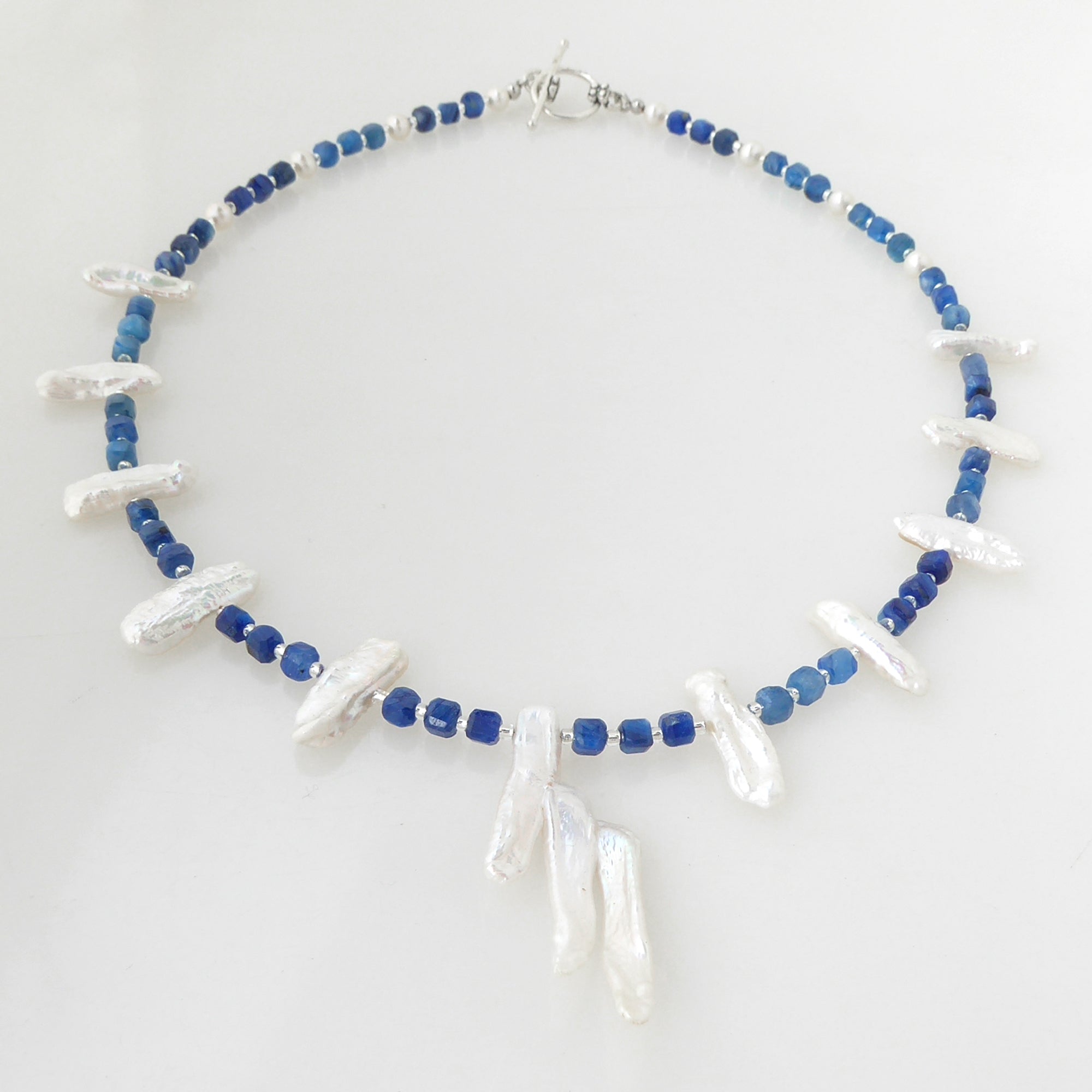 Kyanite pearl collar necklace by Jenny Dayco 3