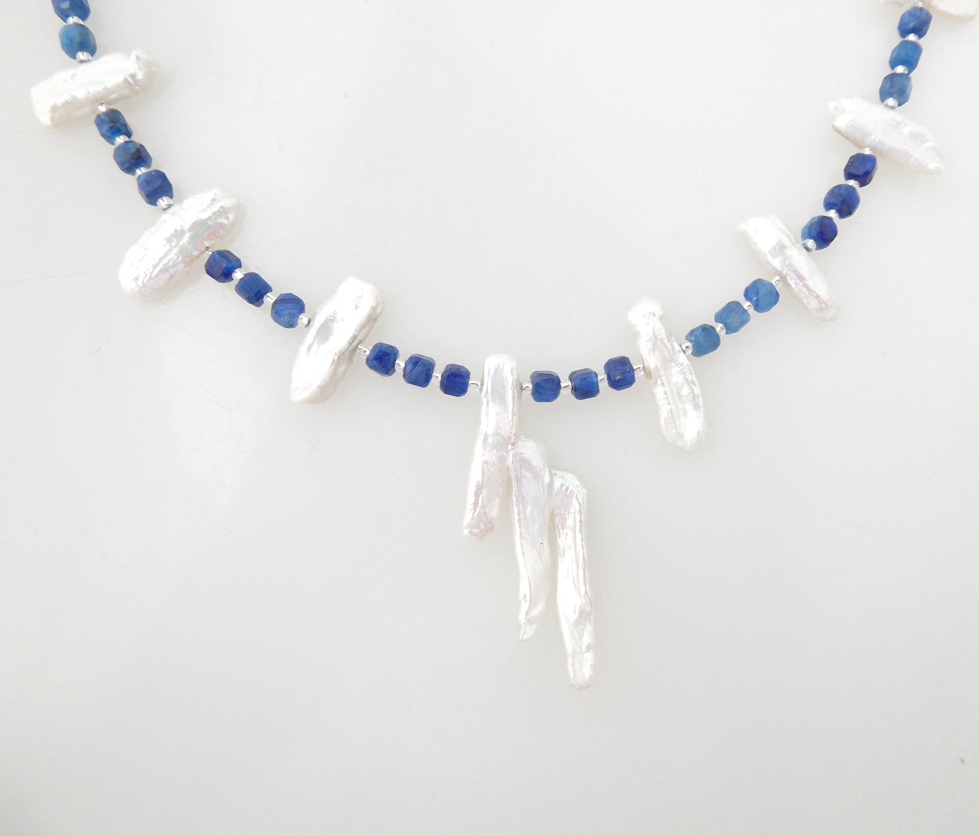 Kyanite pearl collar necklace by Jenny Dayco 4