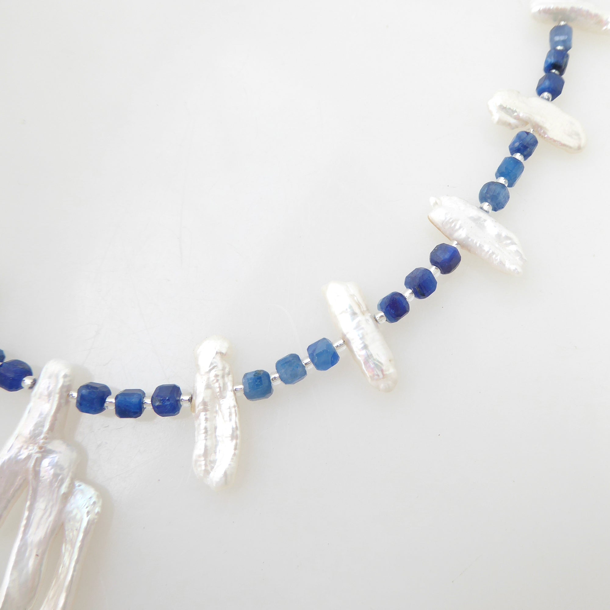 Kyanite pearl collar necklace by Jenny Dayco 5