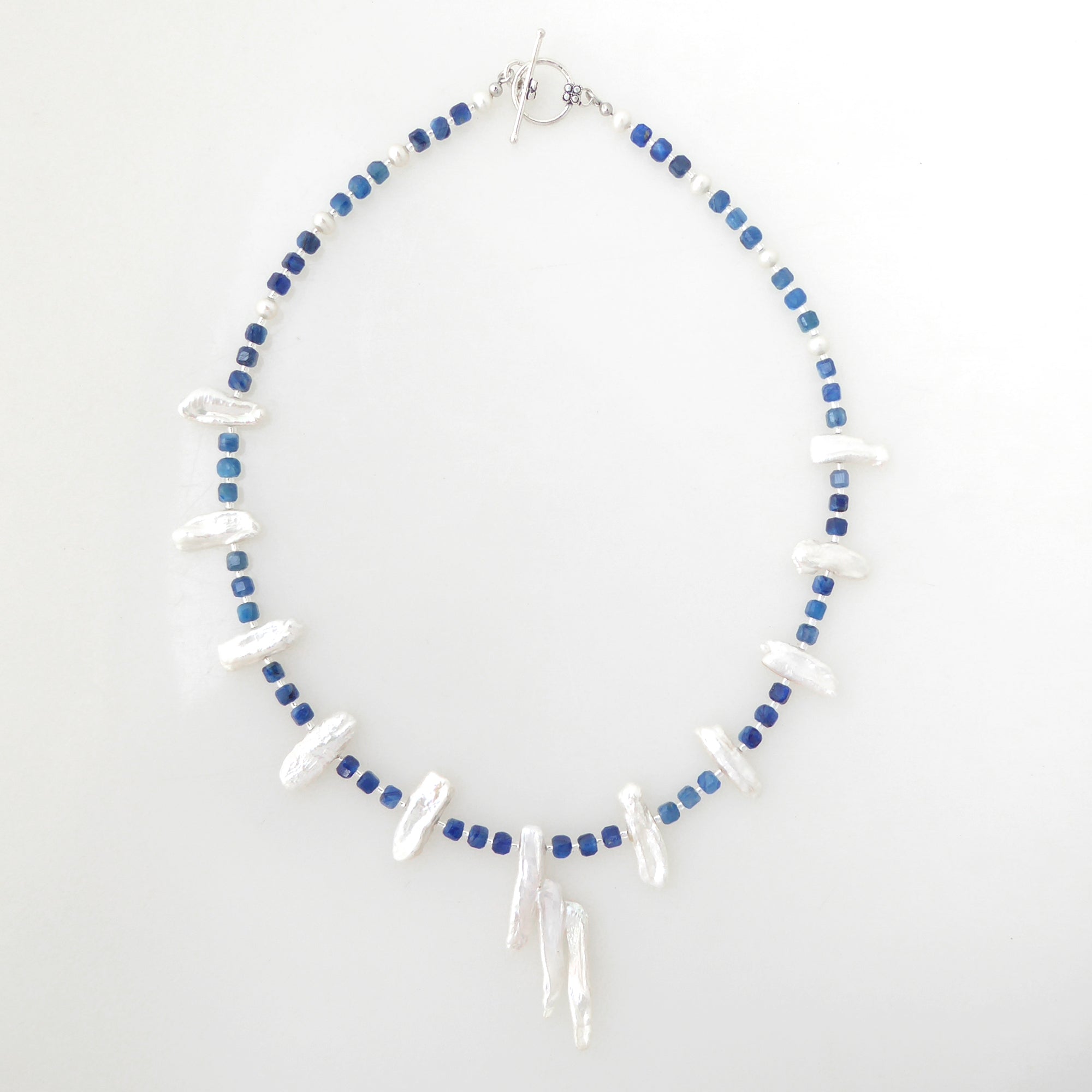 Kyanite pearl collar necklace by Jenny Dayco 7