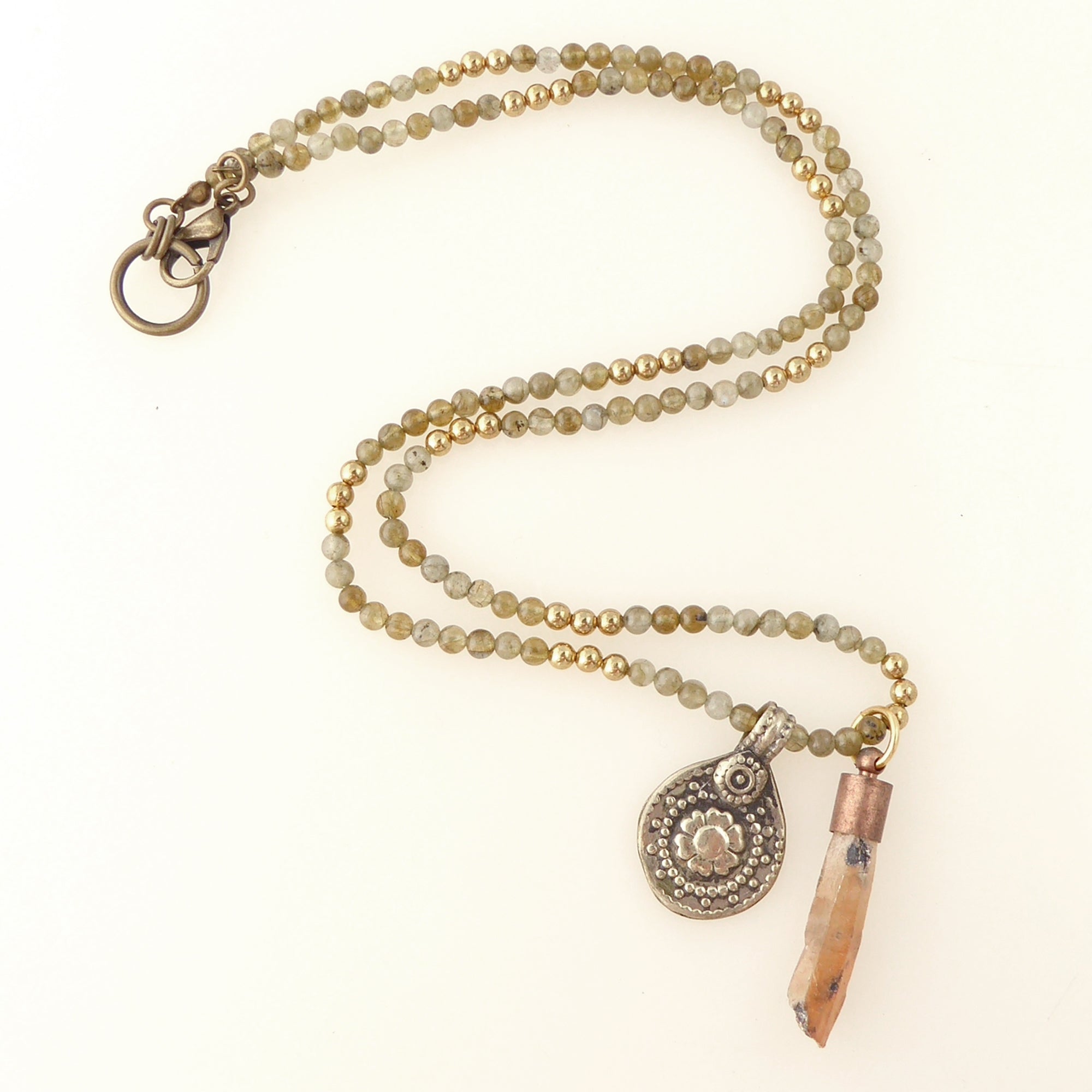 Labradorite coin charm necklace by Jenny Dayco 5