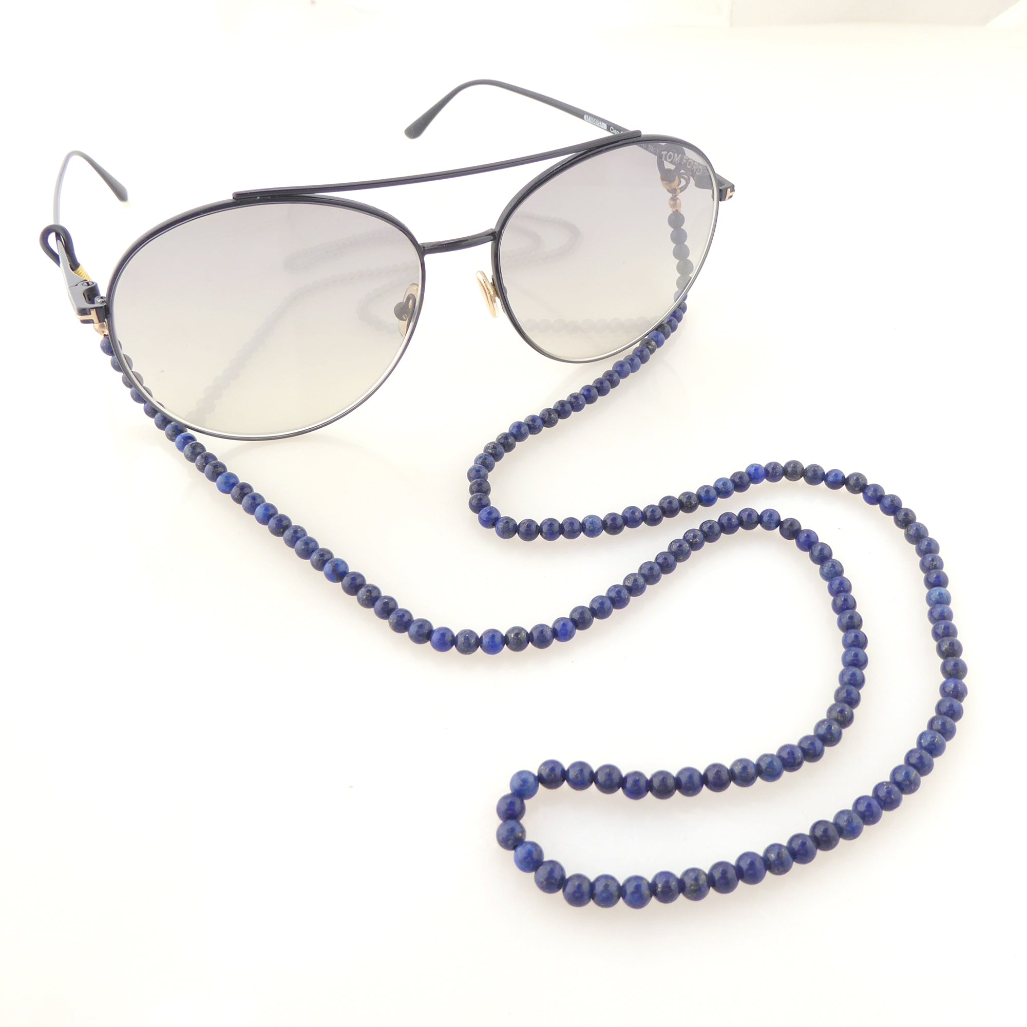 Lapis Lazuli beaded eyeglass chain holder by Jenny Dayco 4