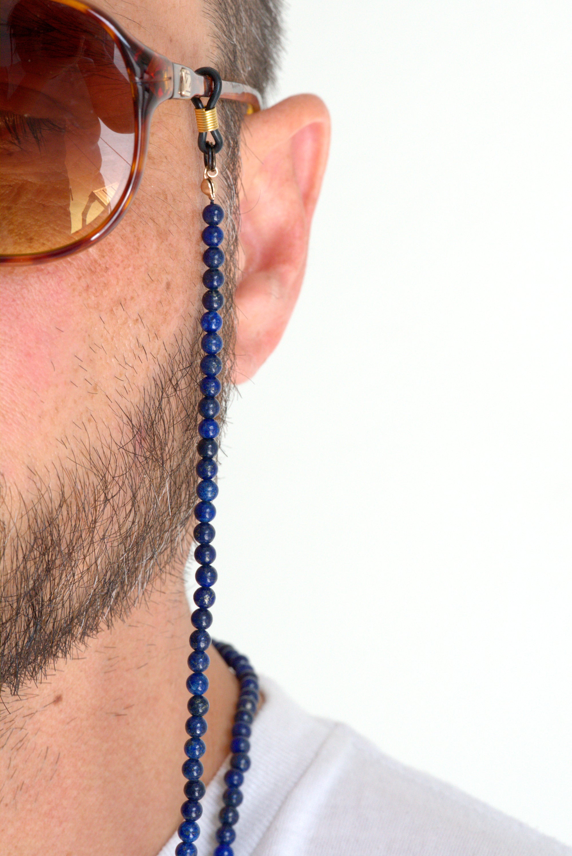 Lapis Lazuli beaded eyeglass chain holder by Jenny Dayco 7