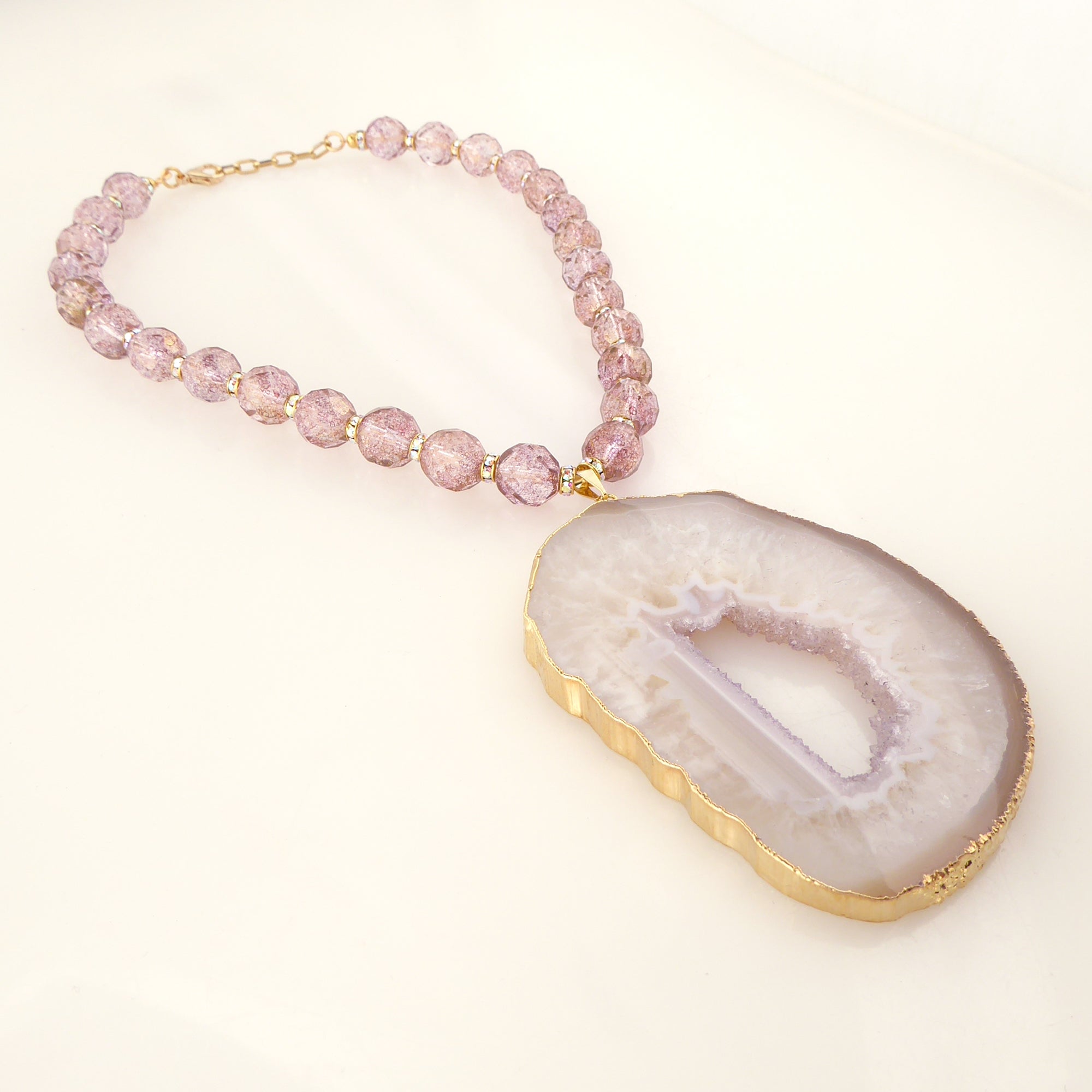 Lavender druzy agate necklace by Jenny Dayco 2