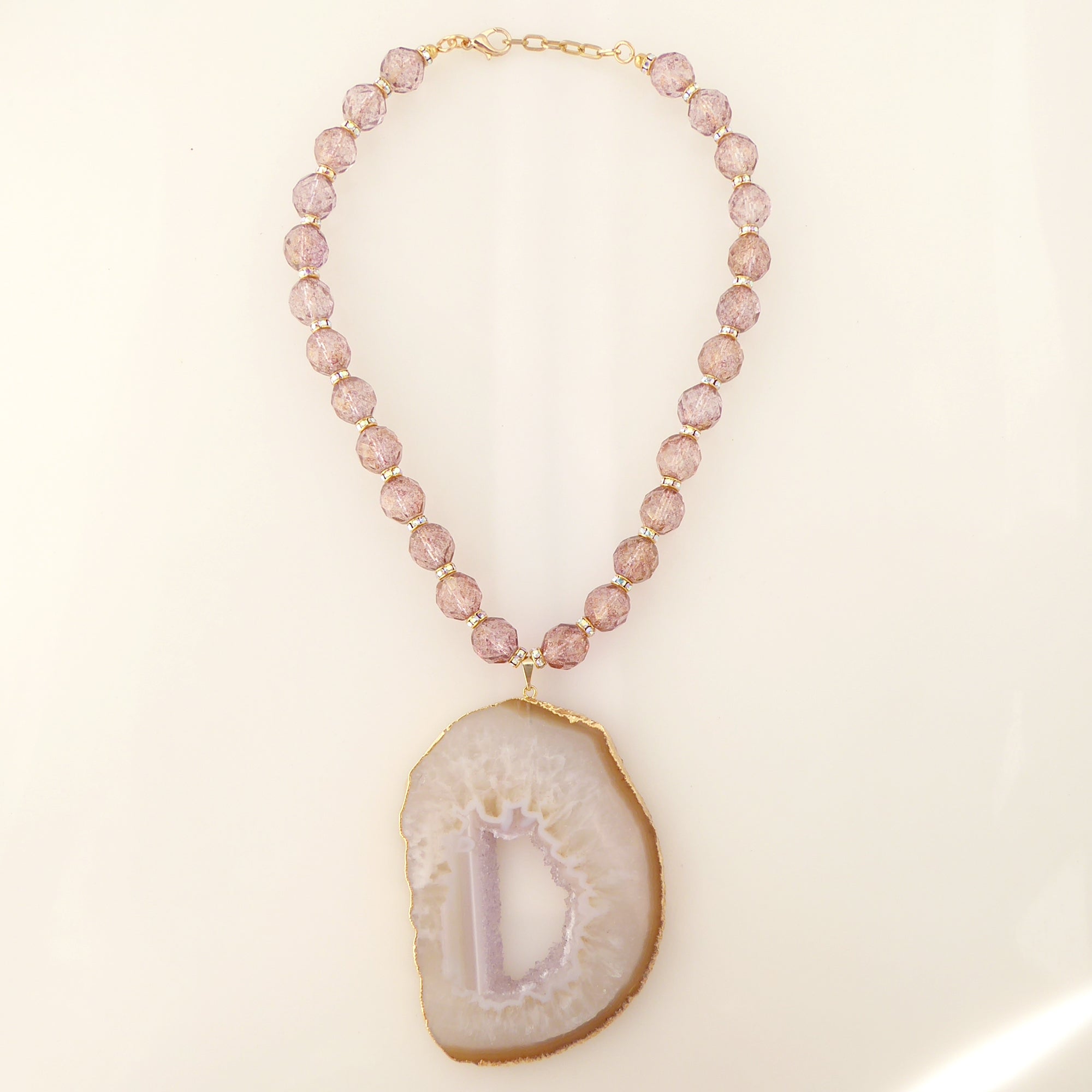 Lavender druzy agate necklace by Jenny Dayco 5