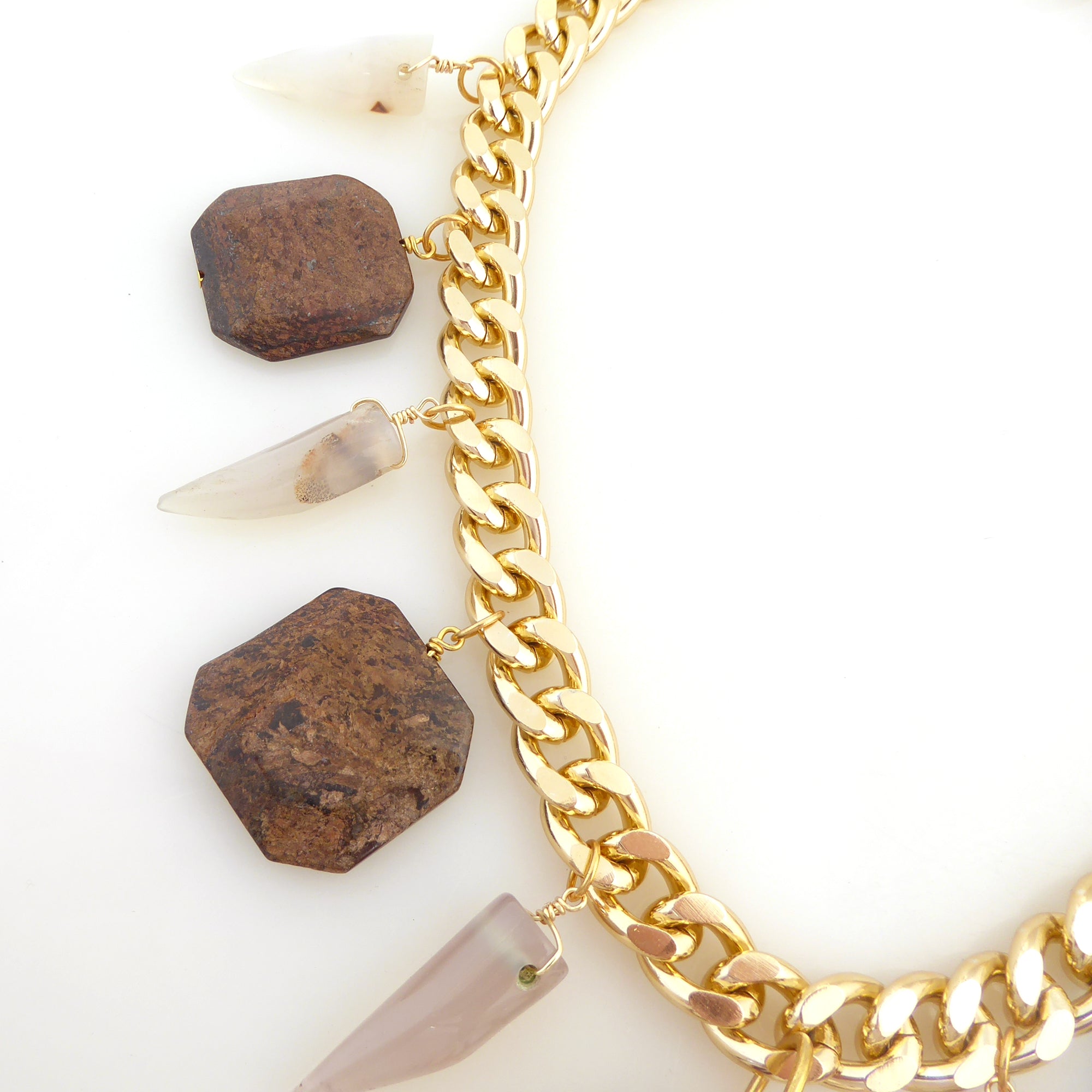 Leopard cone shell and bronzite necklace by Jenny Dayco 5