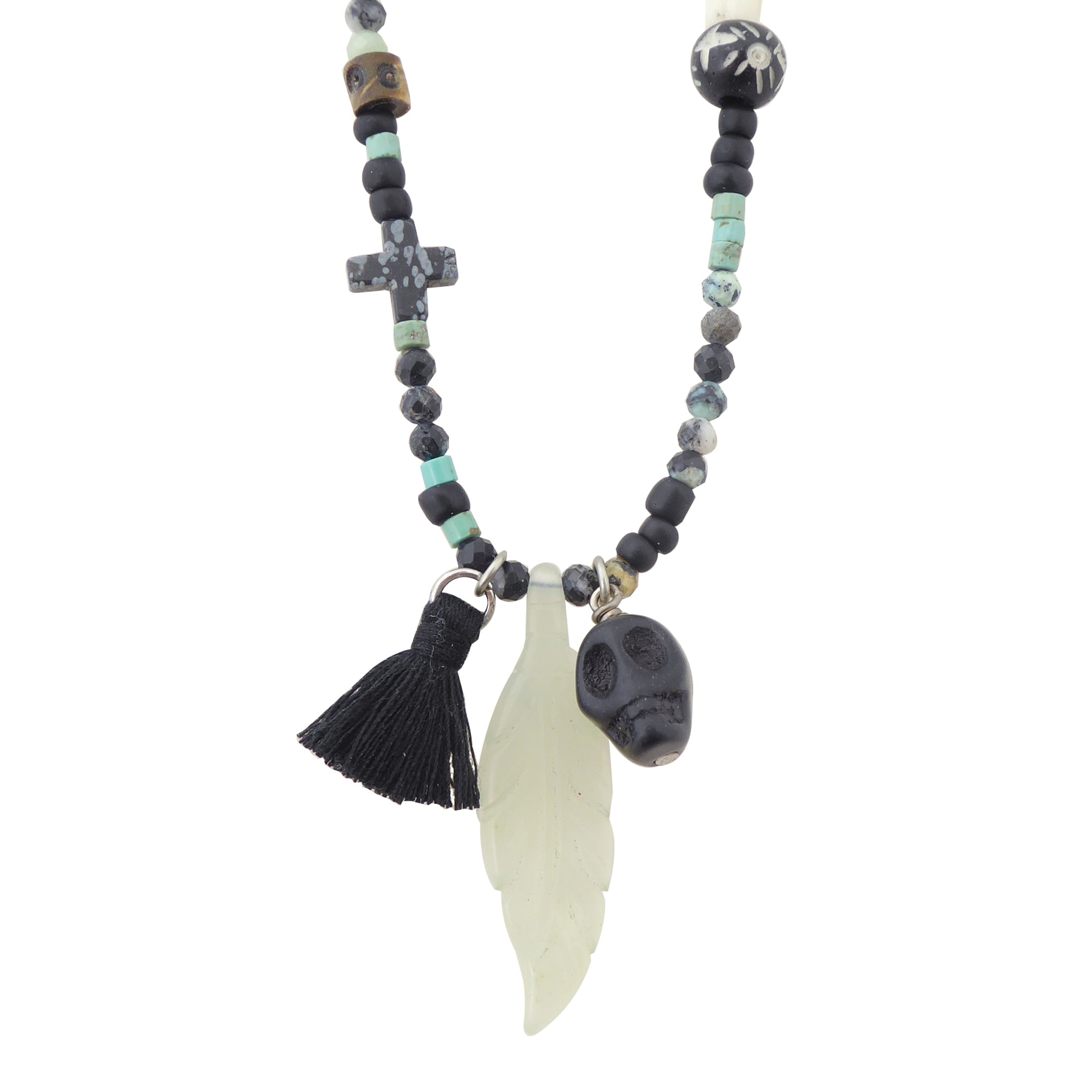 Light agate feather necklace by Jenny Dayco 1