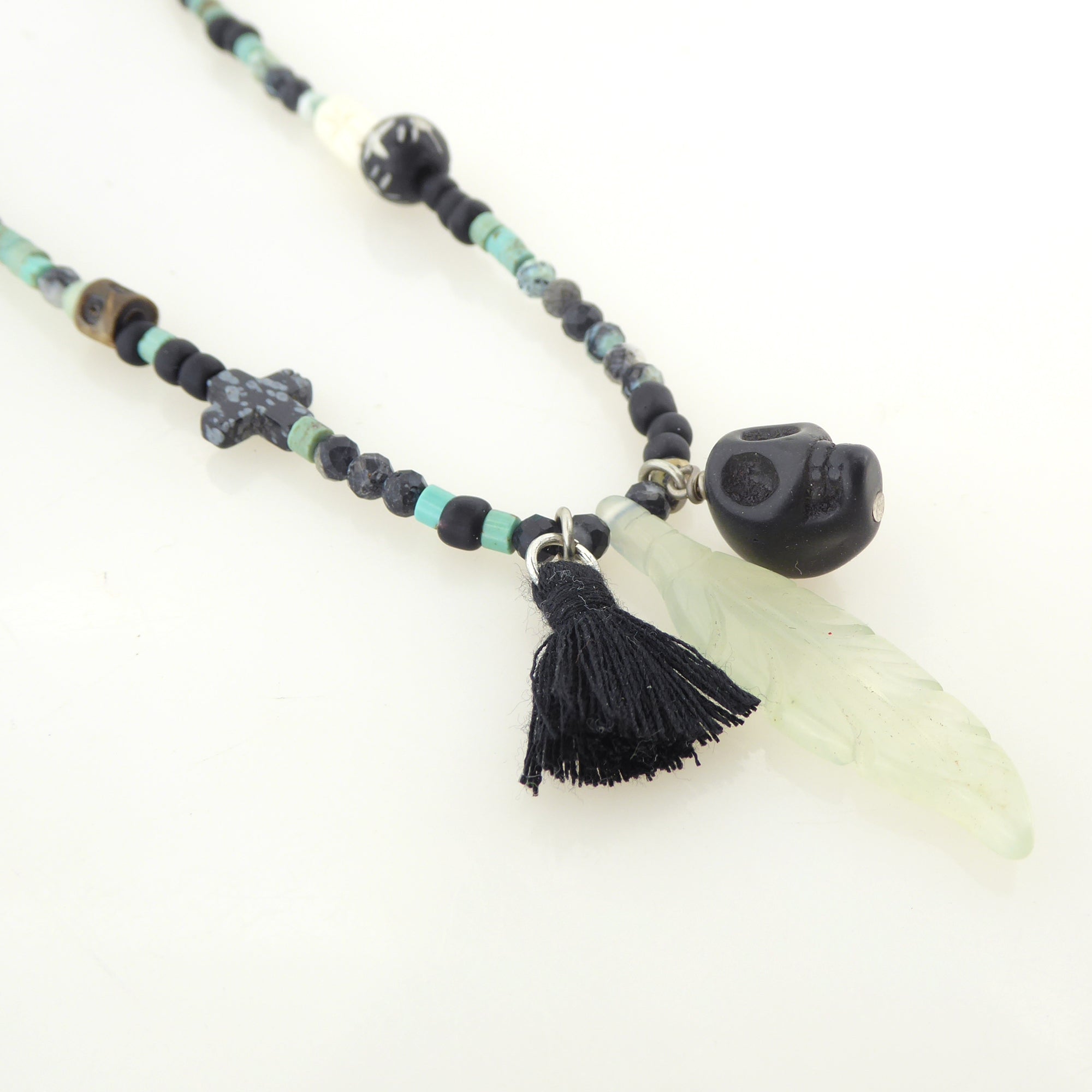 Light agate feather necklace by Jenny Dayco 2