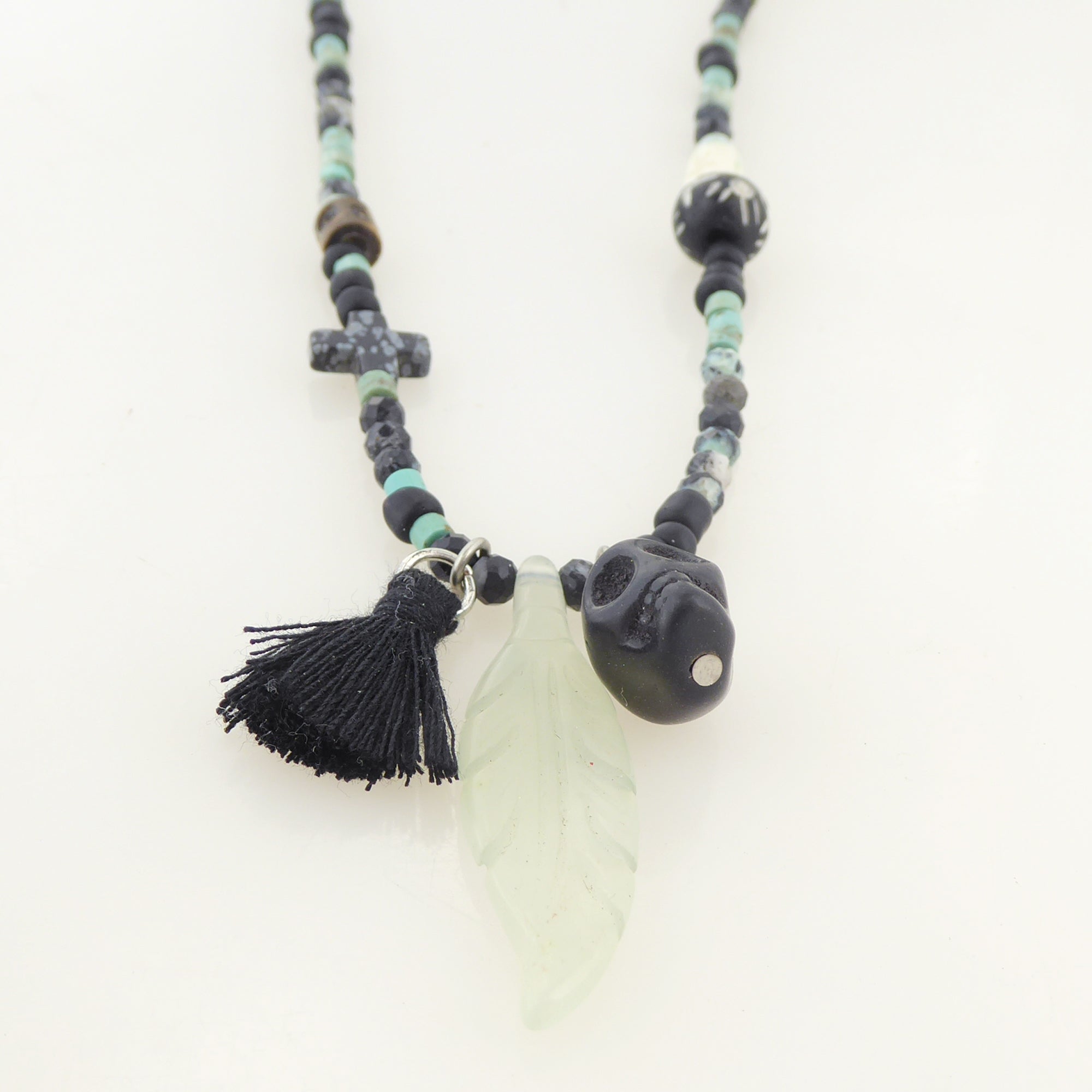 Light agate feather necklace by Jenny Dayco 3