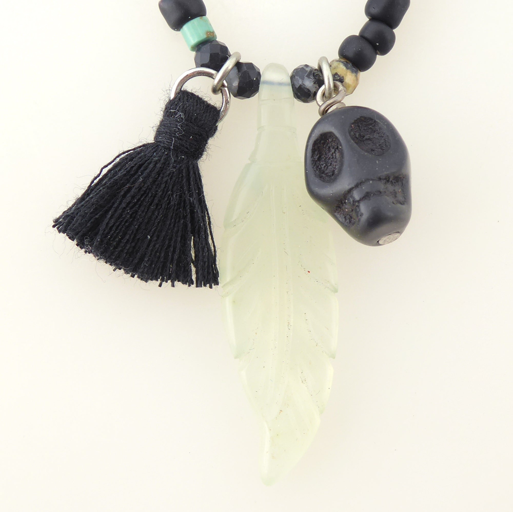 Light agate feather necklace by Jenny Dayco 4