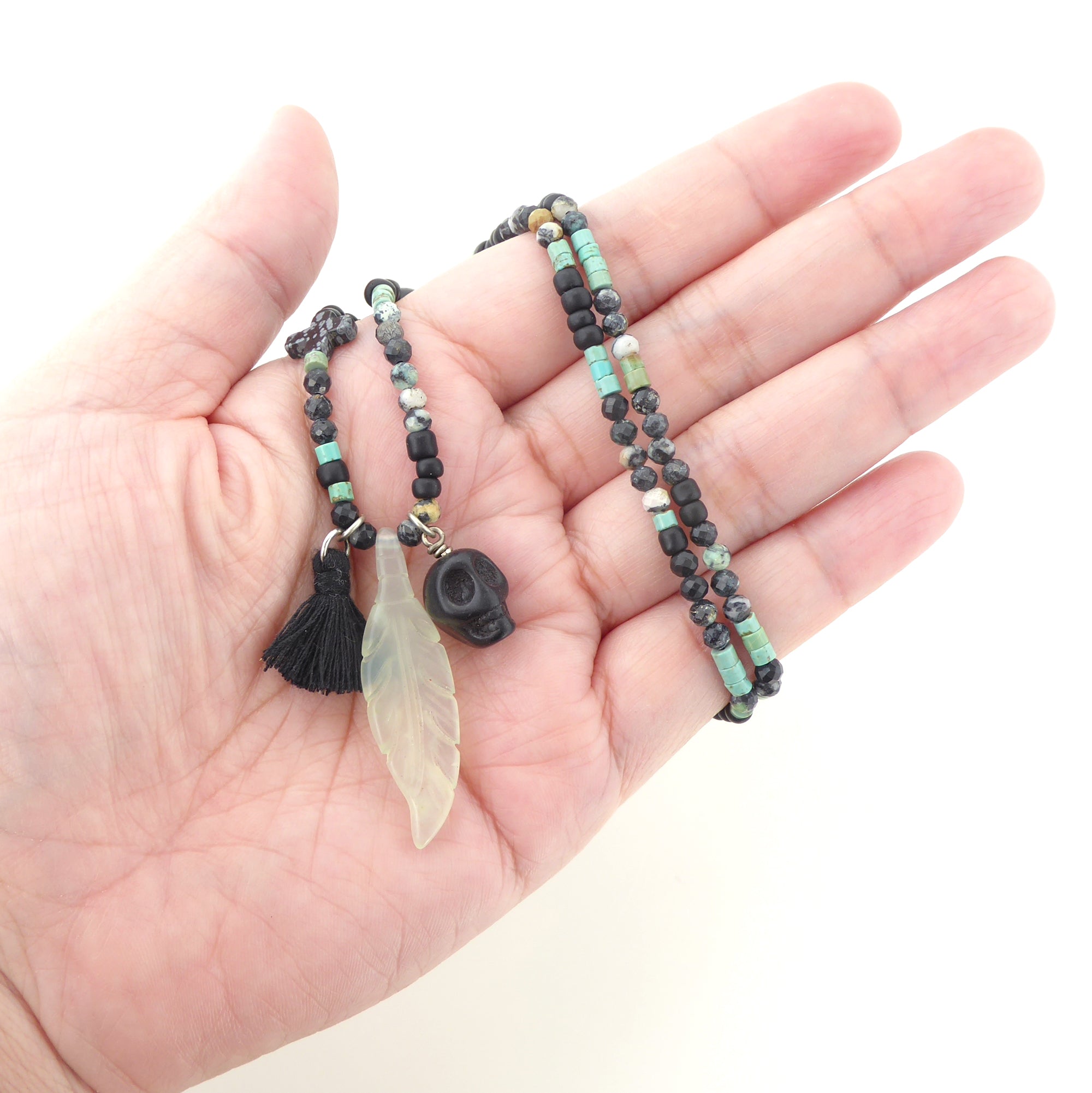 Light agate feather necklace by Jenny Dayco 6