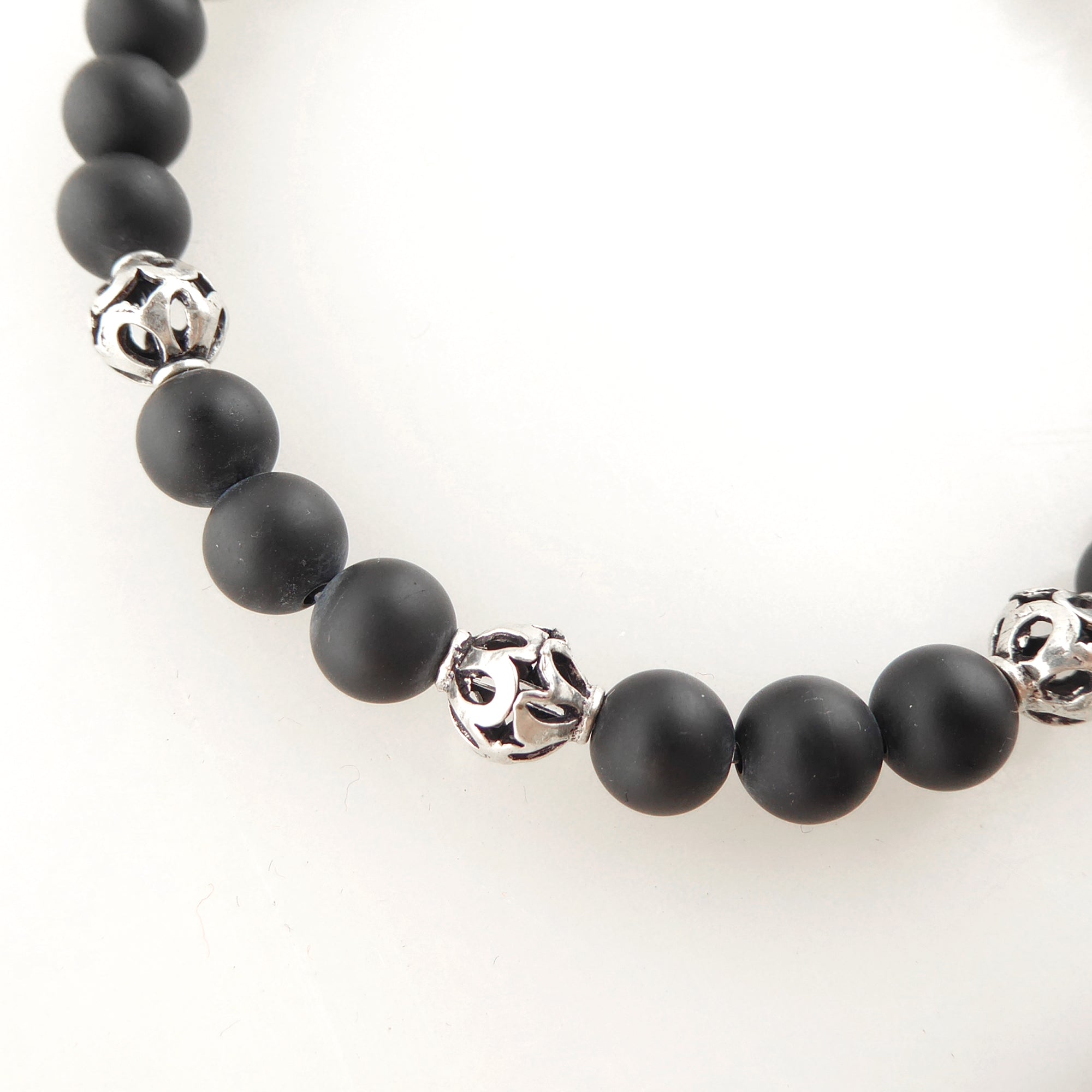 Matte black onyx and sterling silver bracelet set by Jenny Dayco 6