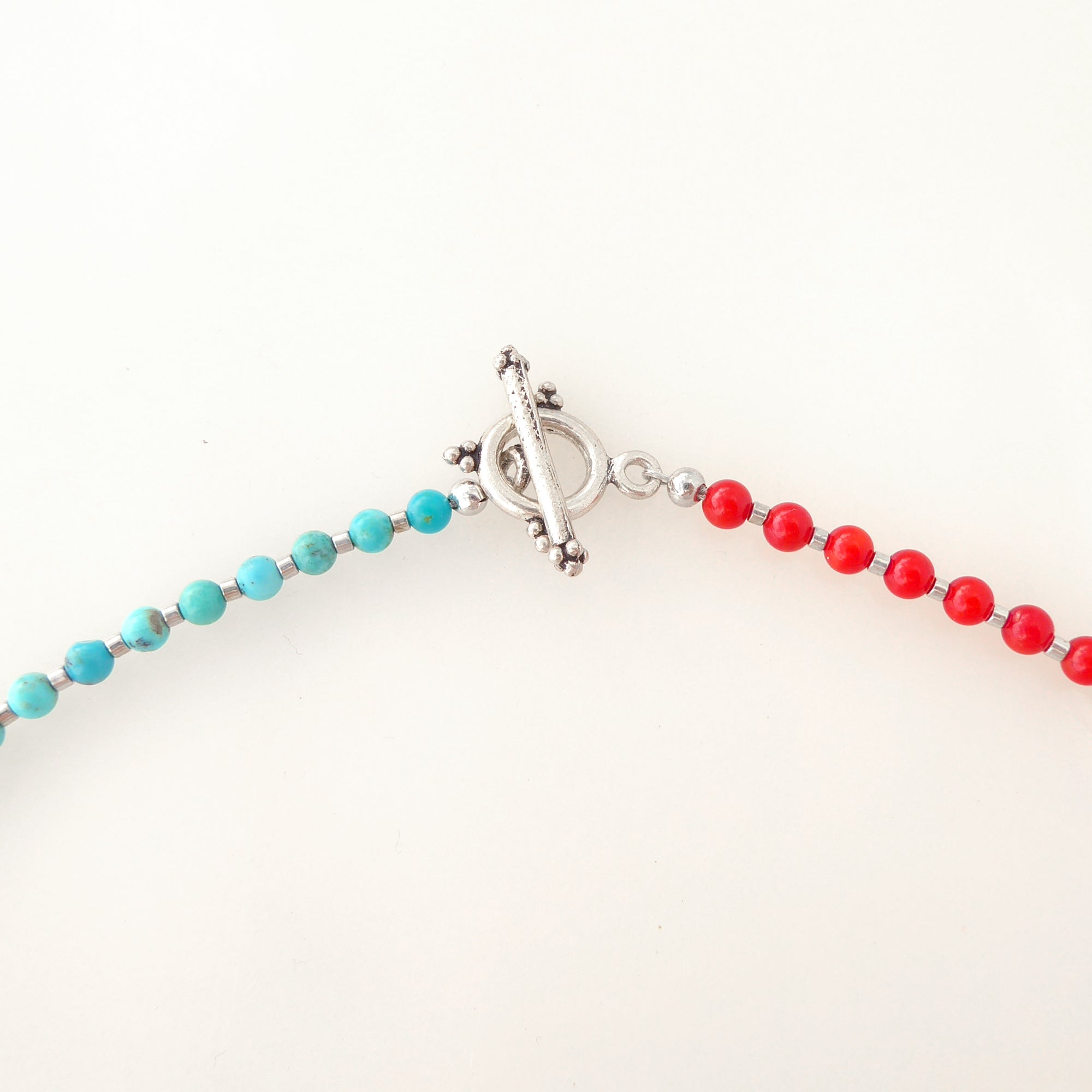 Mini turquoise and coral pendant necklace by Jenny Dayco 5