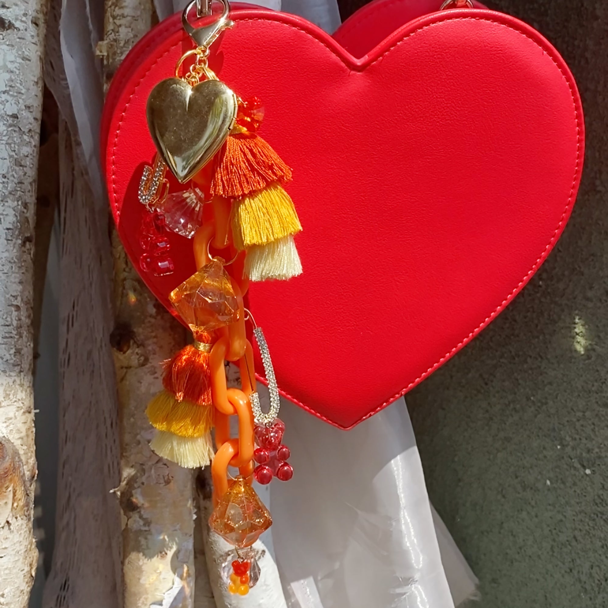 Orange chain tassel gummy bear bag charm by Jenny Dayco 5
