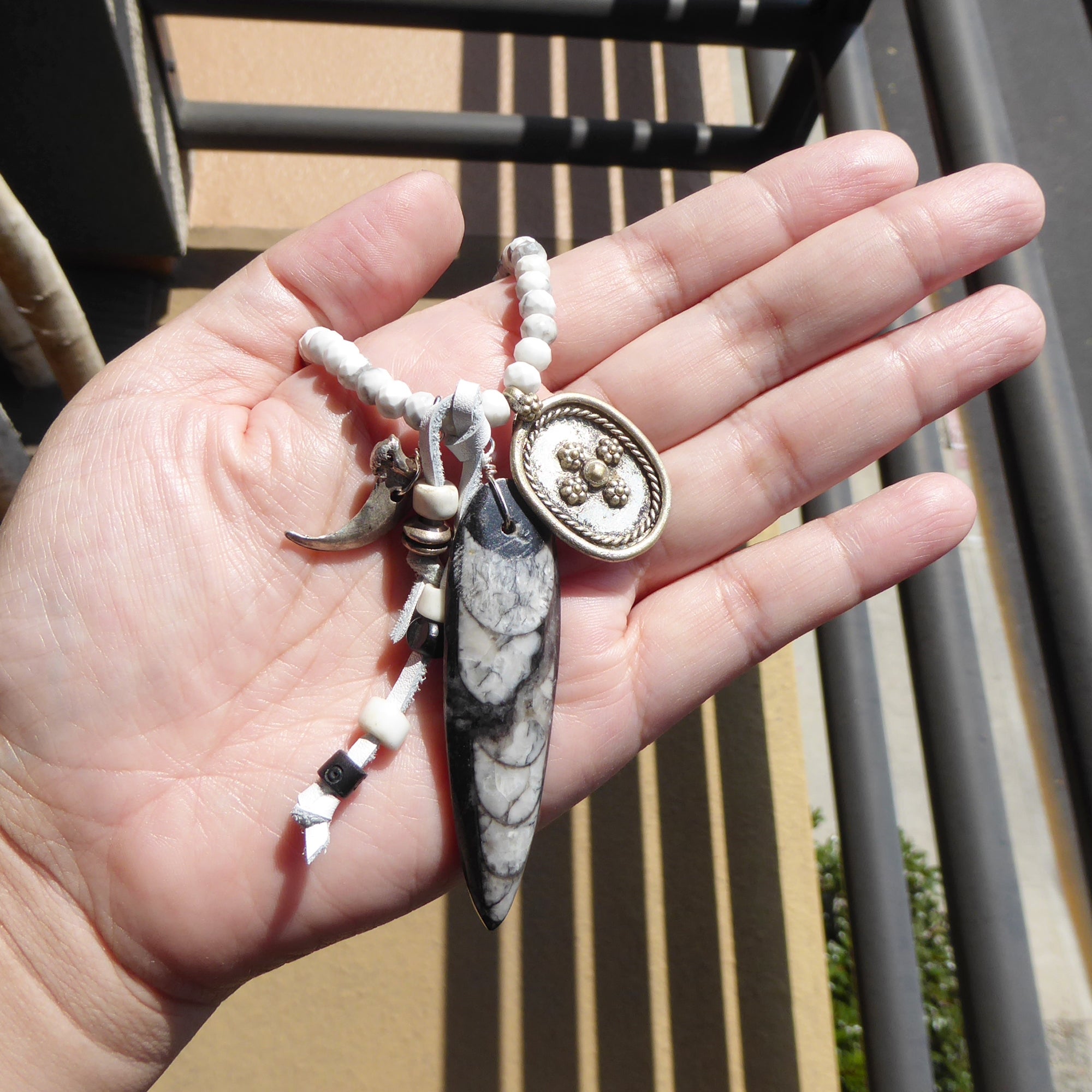 Orthoceras and white howlite necklace by Jenny Dayco 9