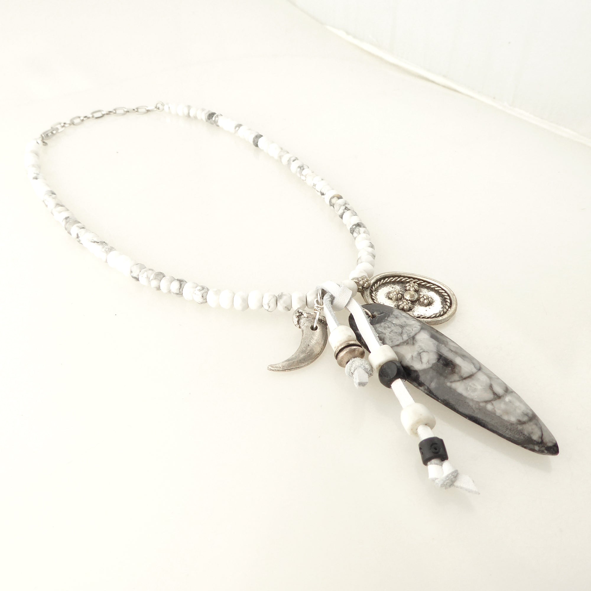 Orthoceras and white howlite necklace by Jenny Dayco 2