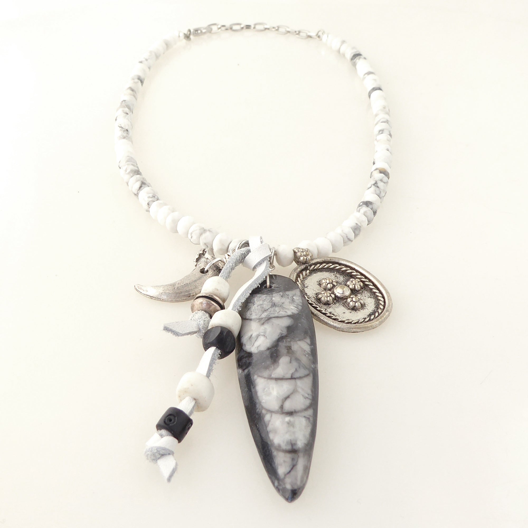 Orthoceras and white howlite necklace by Jenny Dayco 3