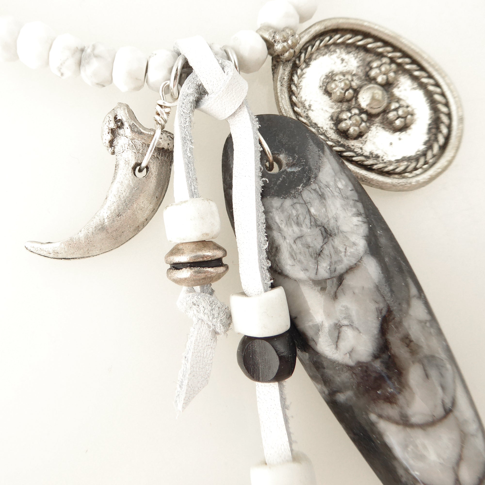 Orthoceras and white howlite necklace by Jenny Dayco 5