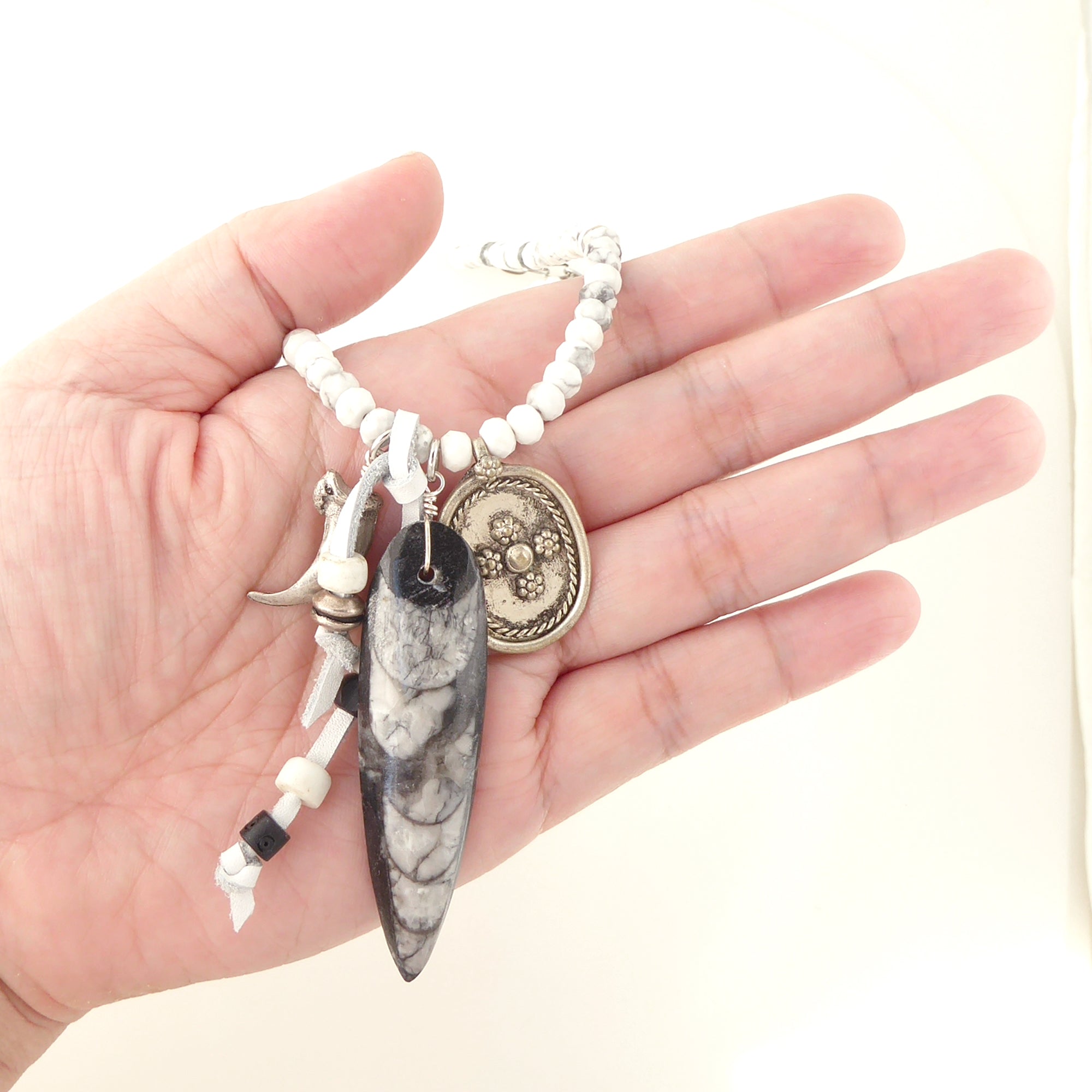 Orthoceras and white howlite necklace by Jenny Dayco 8