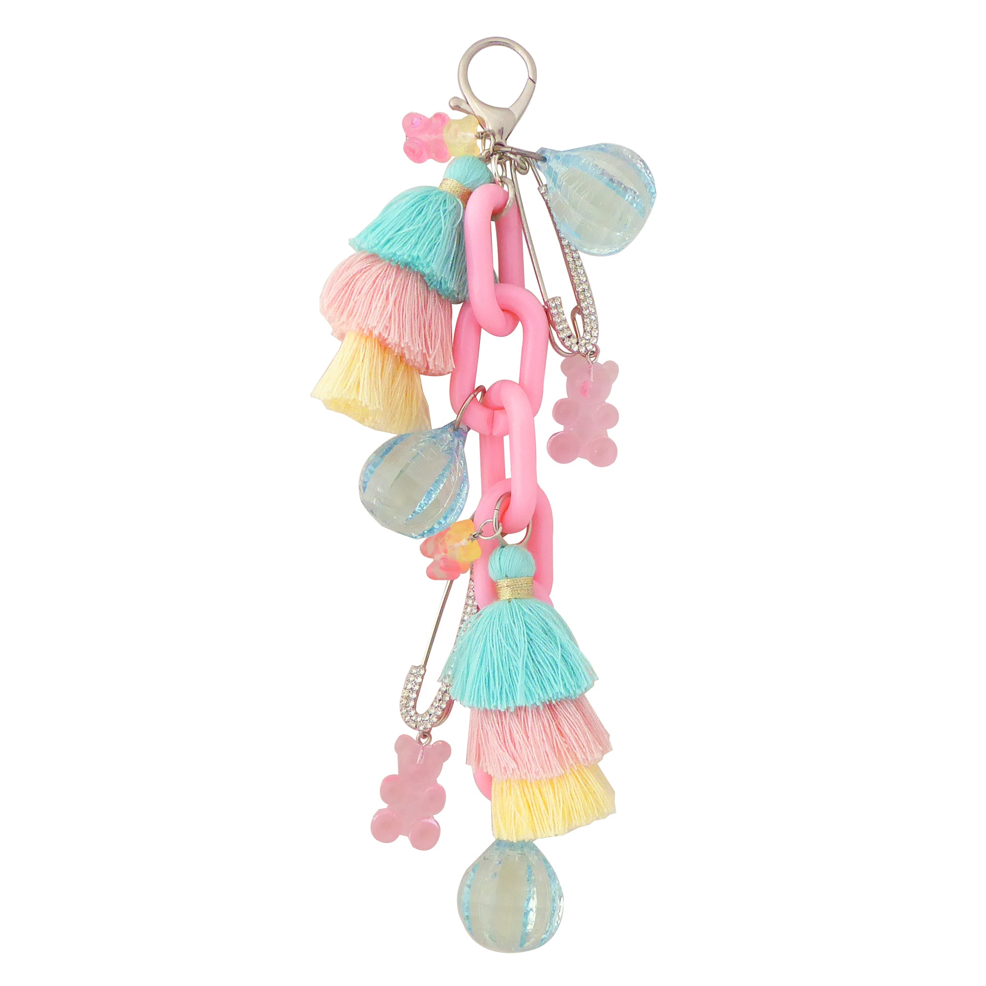 Pastel pink chain gummy bear bag charm by Jenny Dayco 1