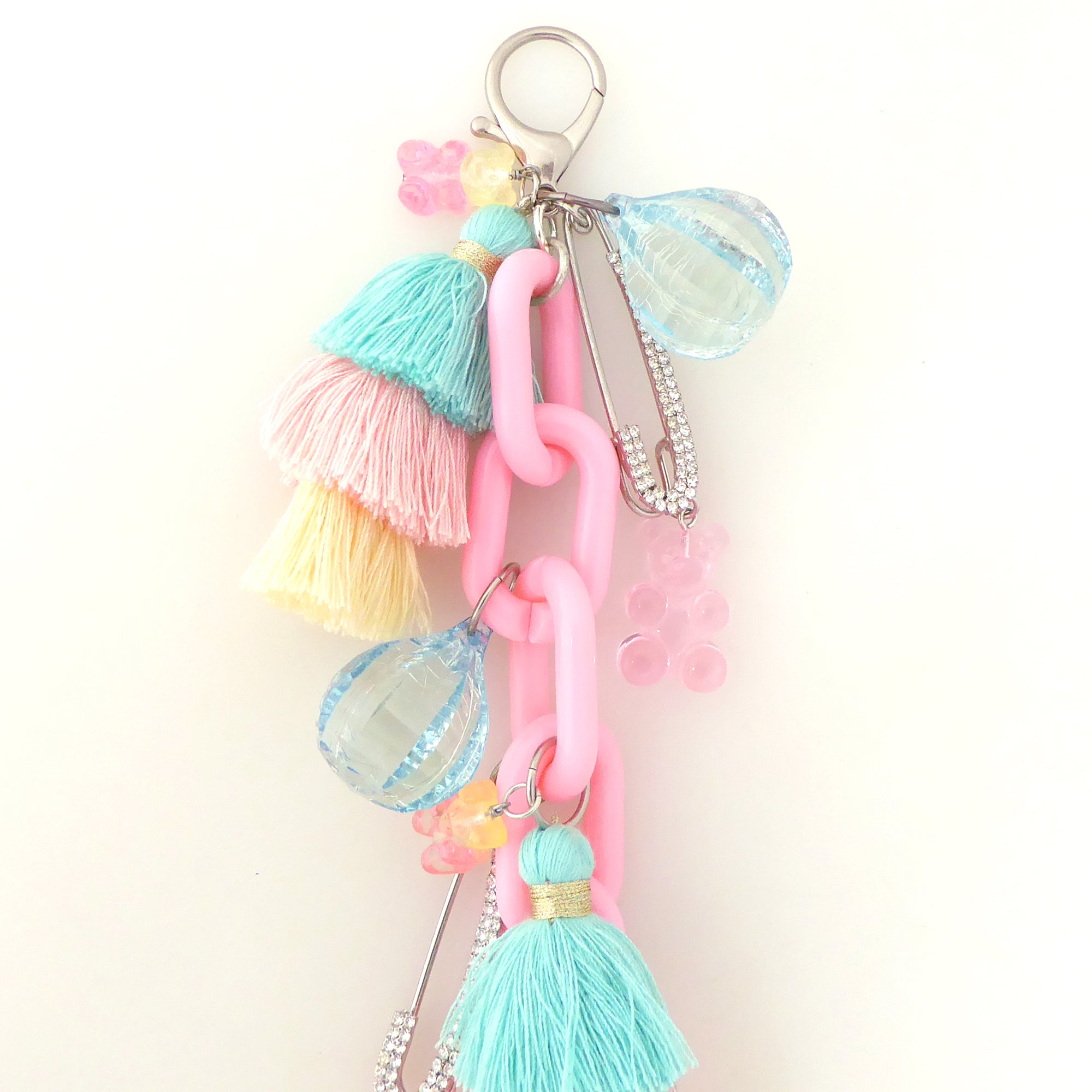 Pastel pink chain gummy bear bag charm by Jenny Dayco 3