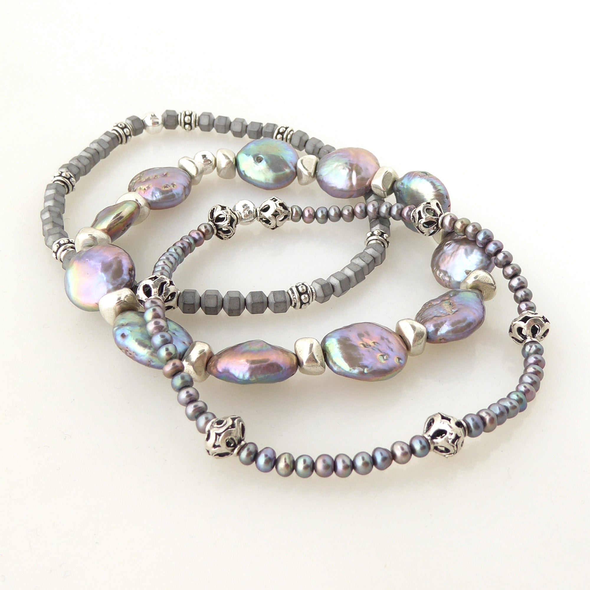 Peacock pearl bracelet set by Jenny Dayco 2