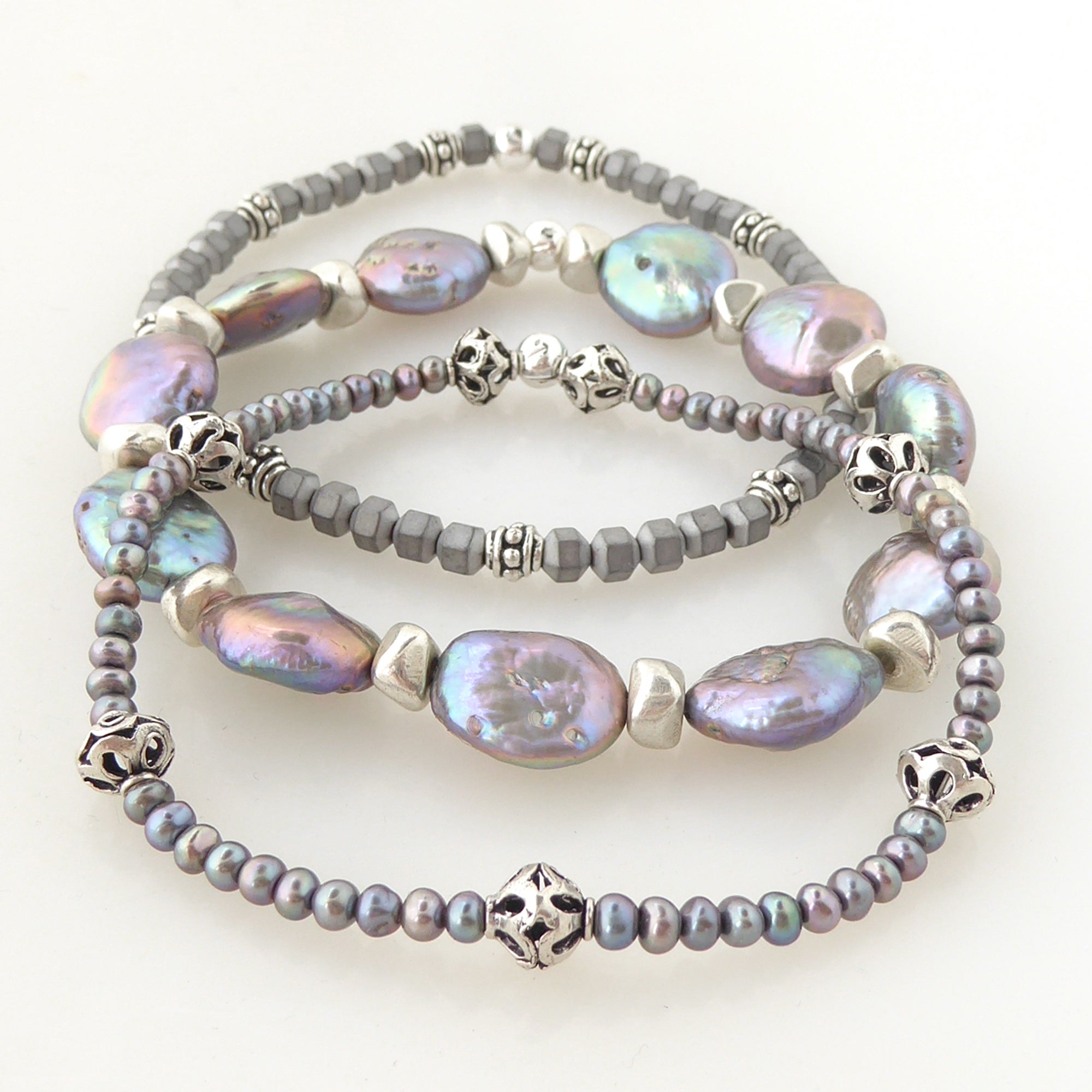 Peacock pearl bracelet set by Jenny Dayco 3