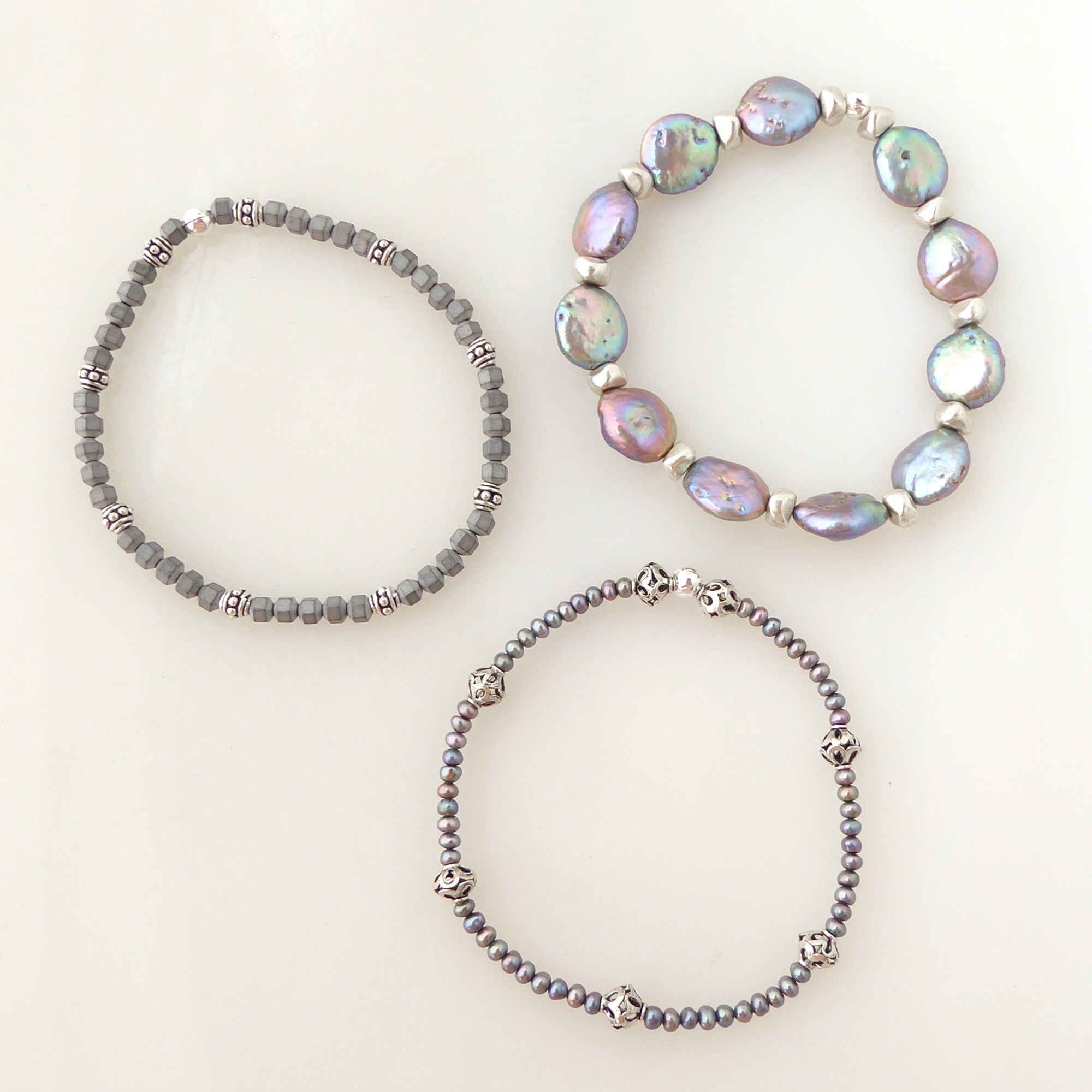 Peacock pearl bracelet set by Jenny Dayco 4
