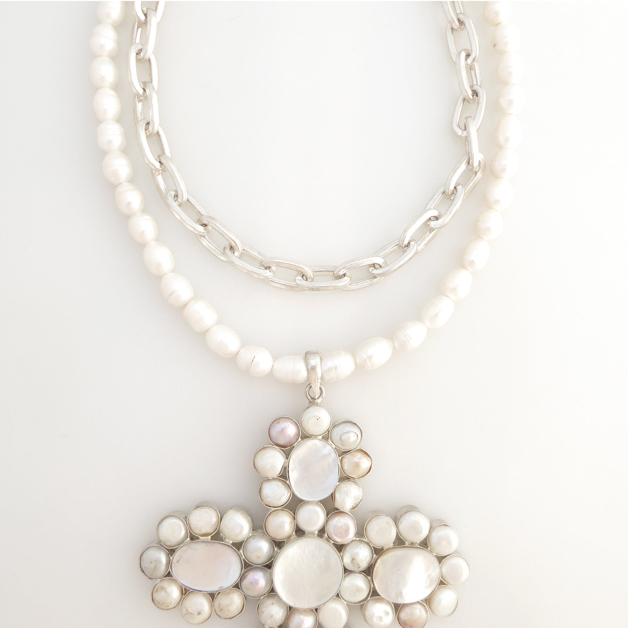 Pearl cross pendant necklace by Jenny Dayco 6