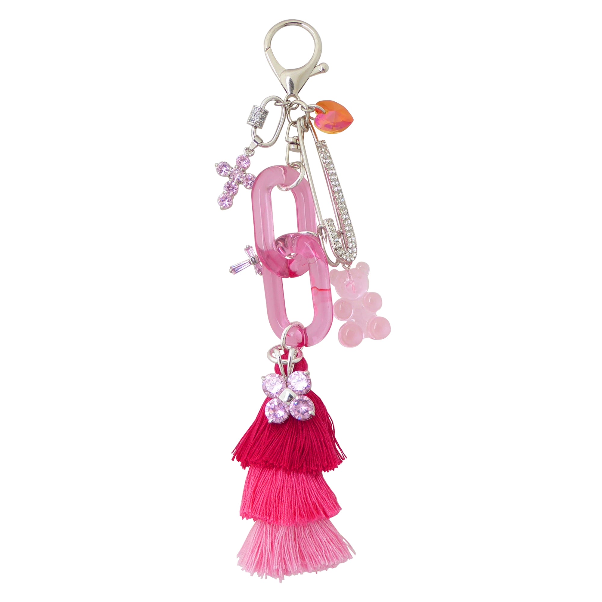 Pink cubic zirconia cross purse charm by Jenny Dayco 1