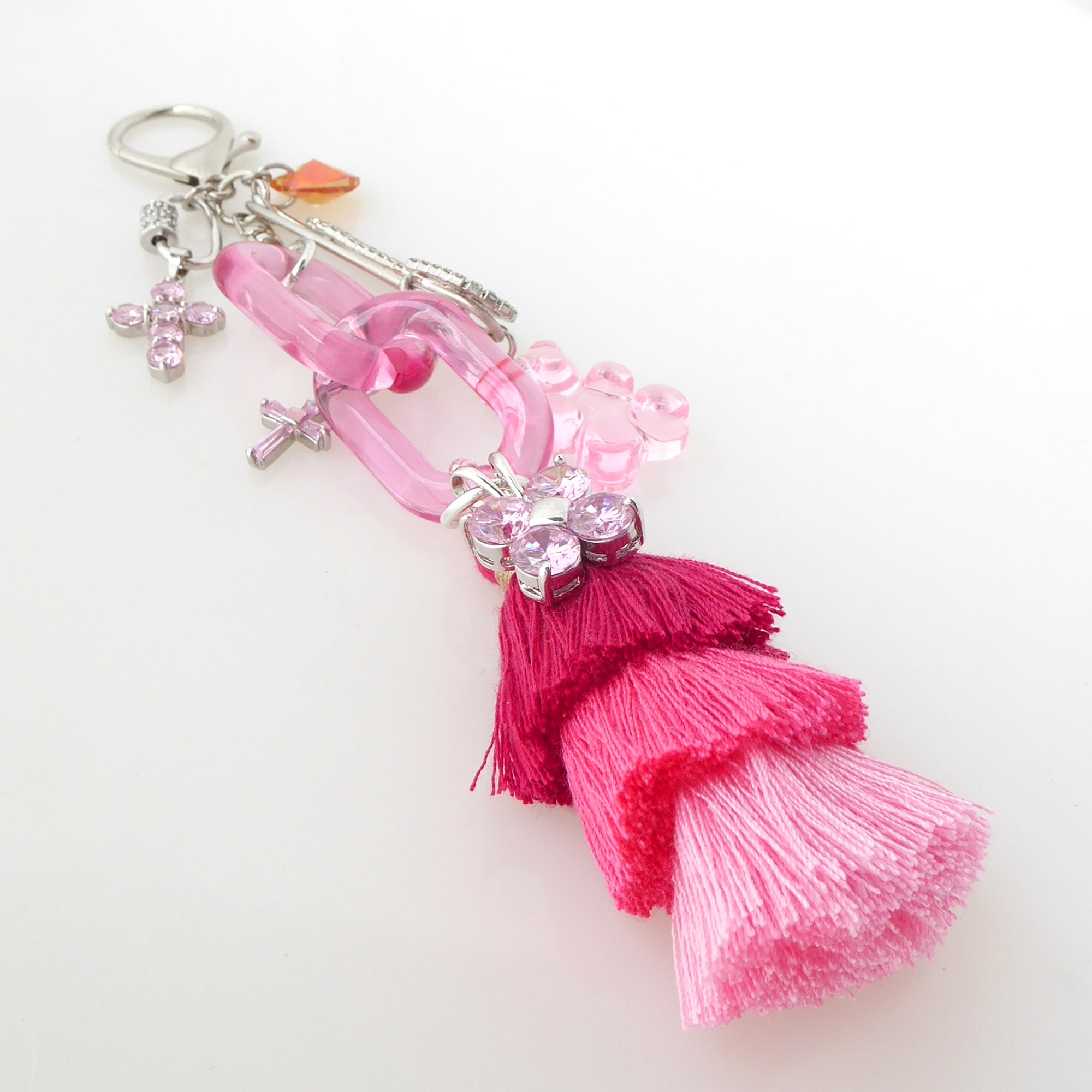 Pink cubic zirconia cross purse charm by Jenny Dayco 2