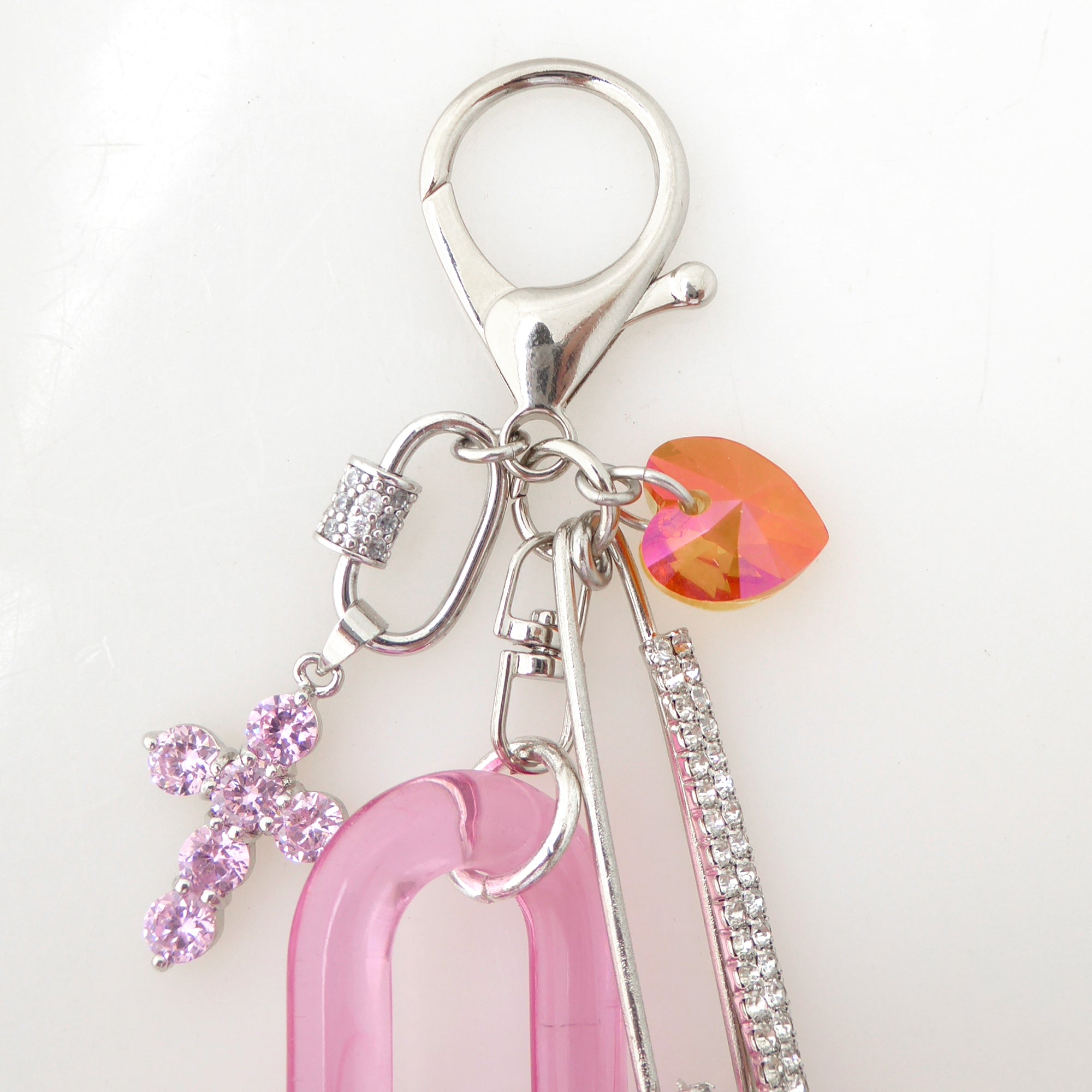 Pink cubic zirconia cross purse charm by Jenny Dayco 5