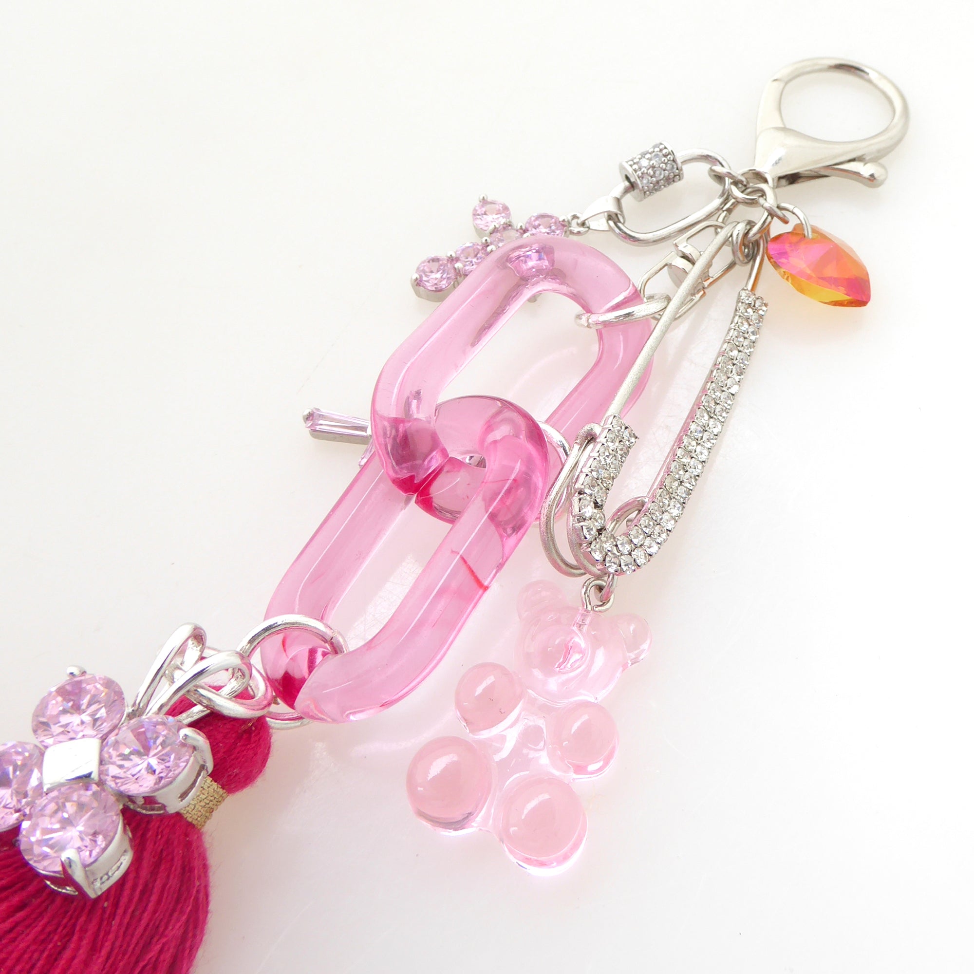 Pink cubic zirconia cross purse charm by Jenny Dayco 6