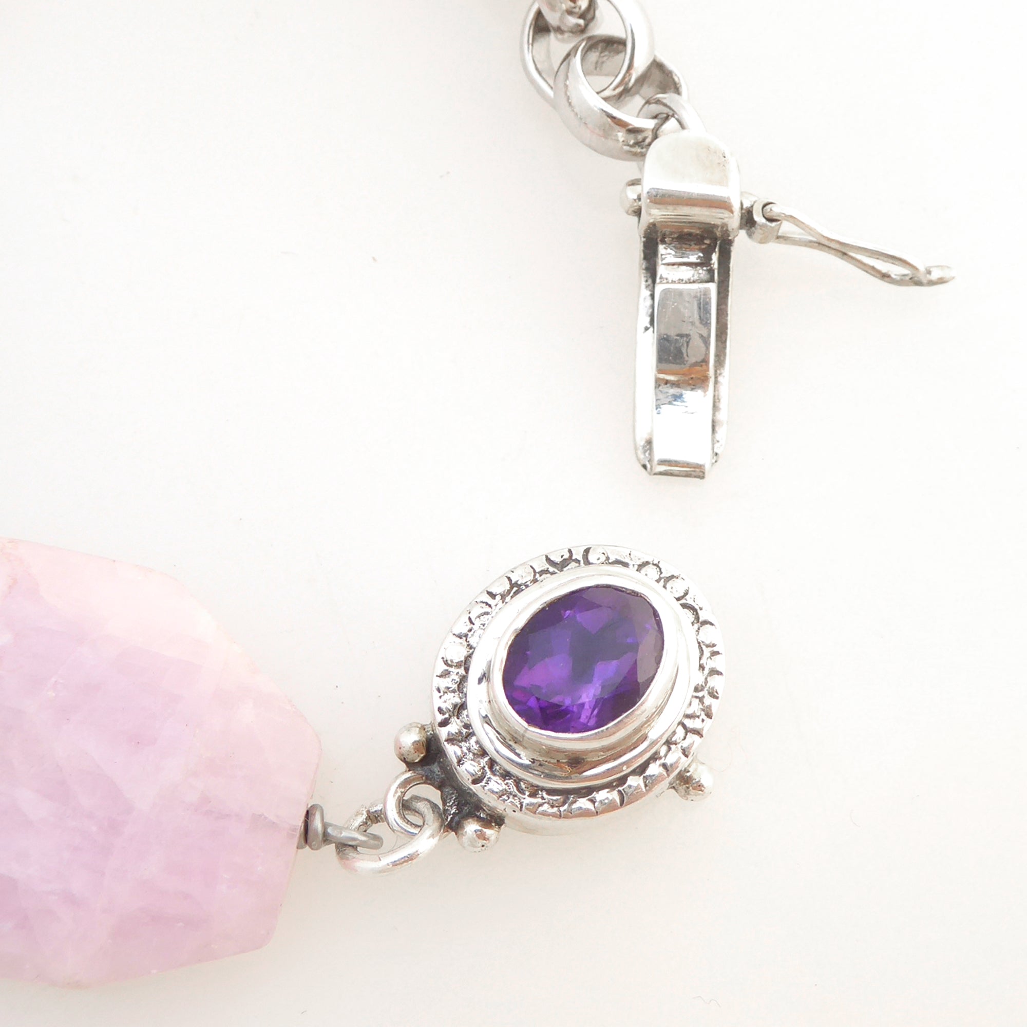 Pink kunzite and silver moon bracelet by Jenny Dayco 4