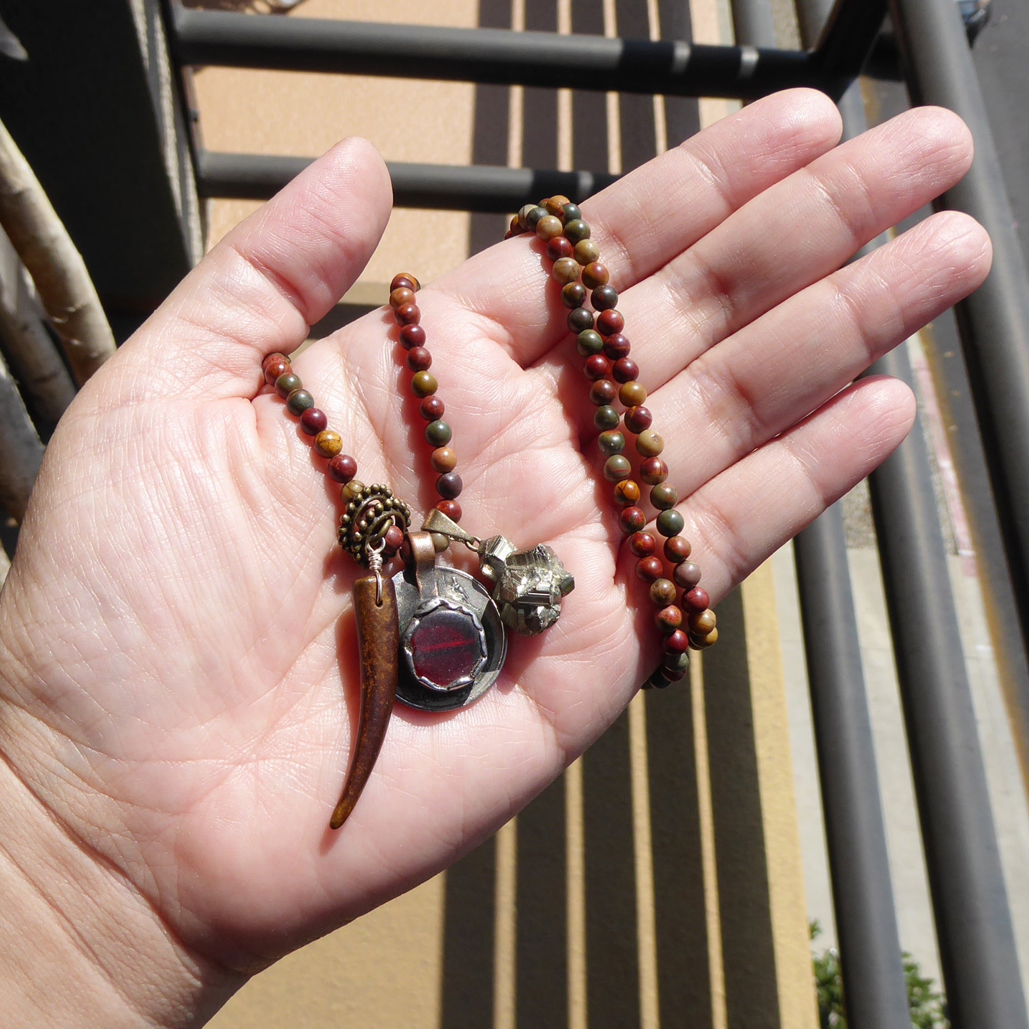 Polychrome jasper charm necklace by Jenny Dayco 7