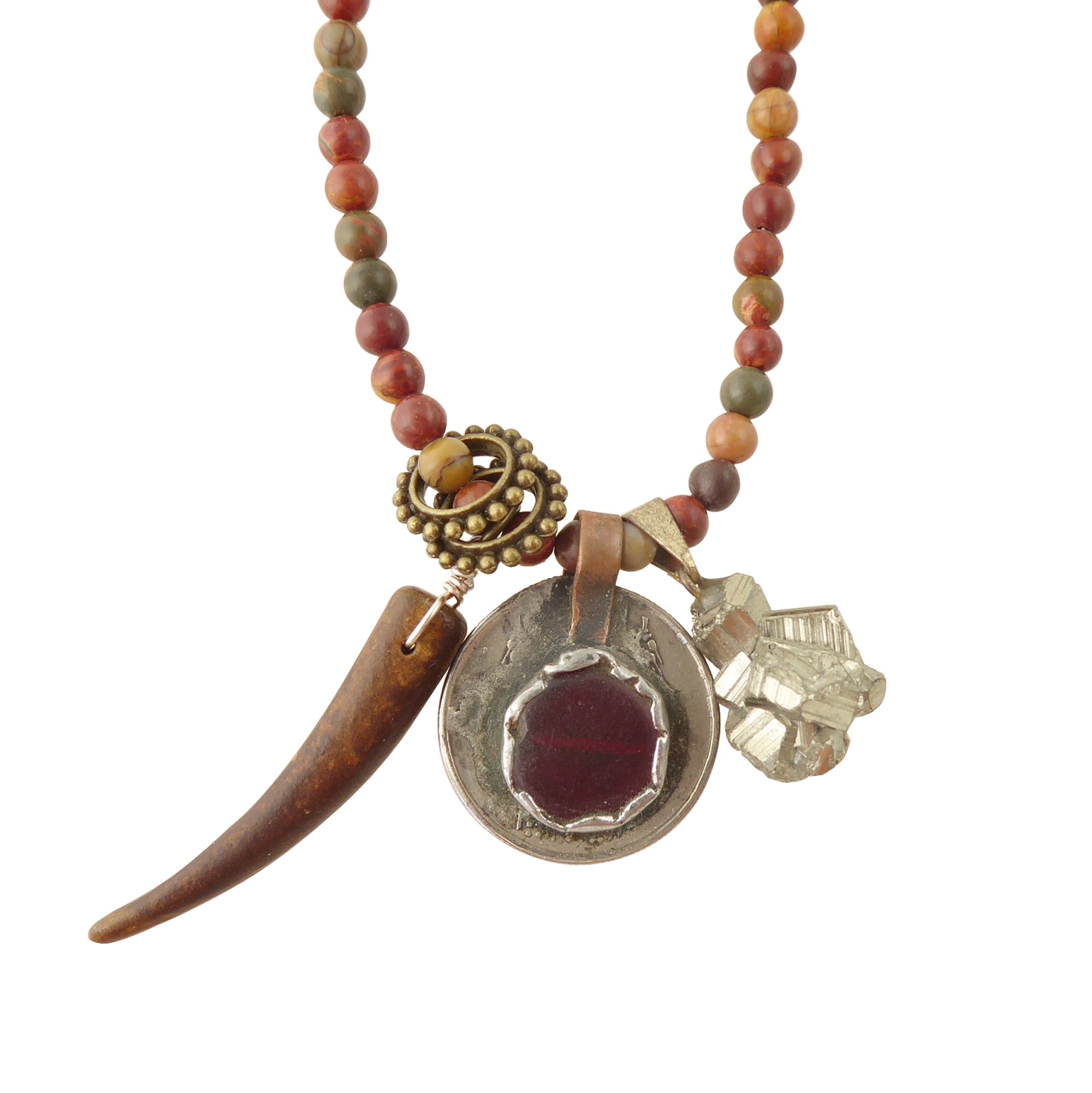 Polychrome jasper charm necklace