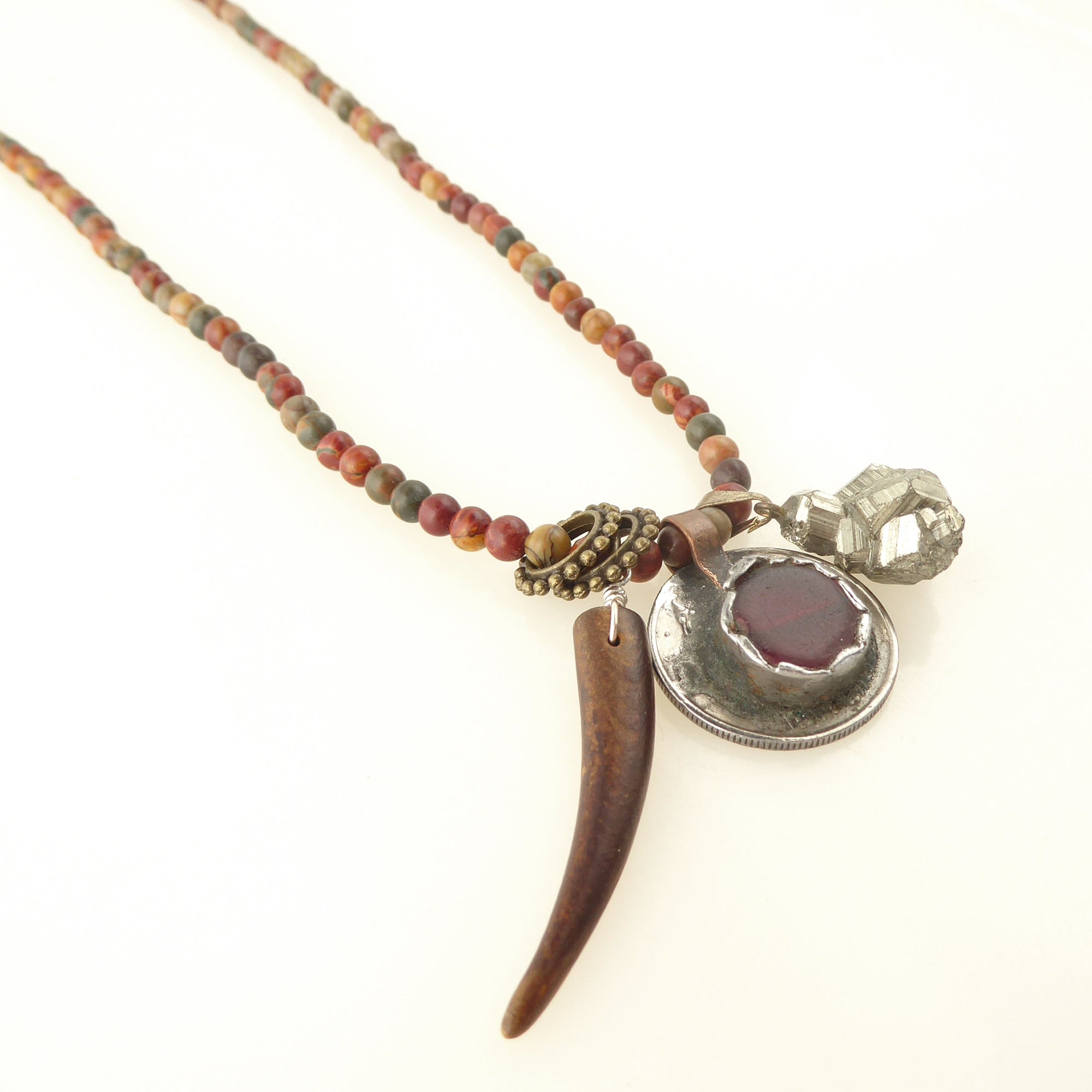 Polychrome jasper charm necklace