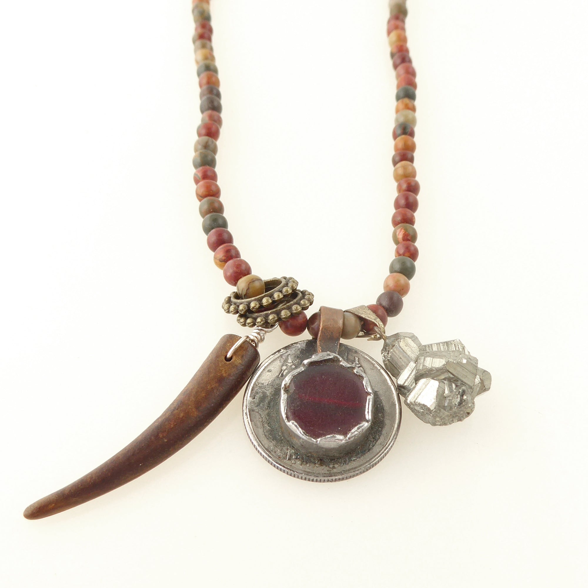 Polychrome jasper charm necklace