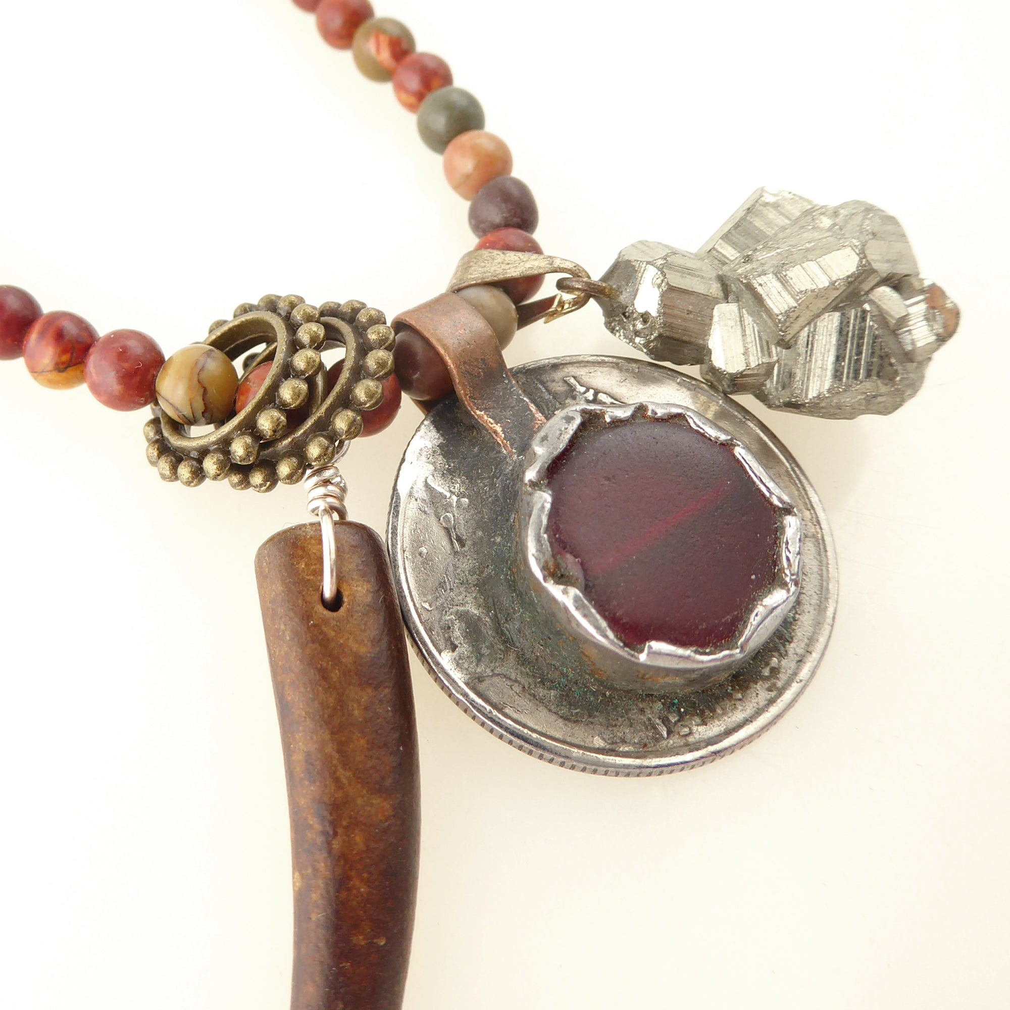 Polychrome jasper charm necklace