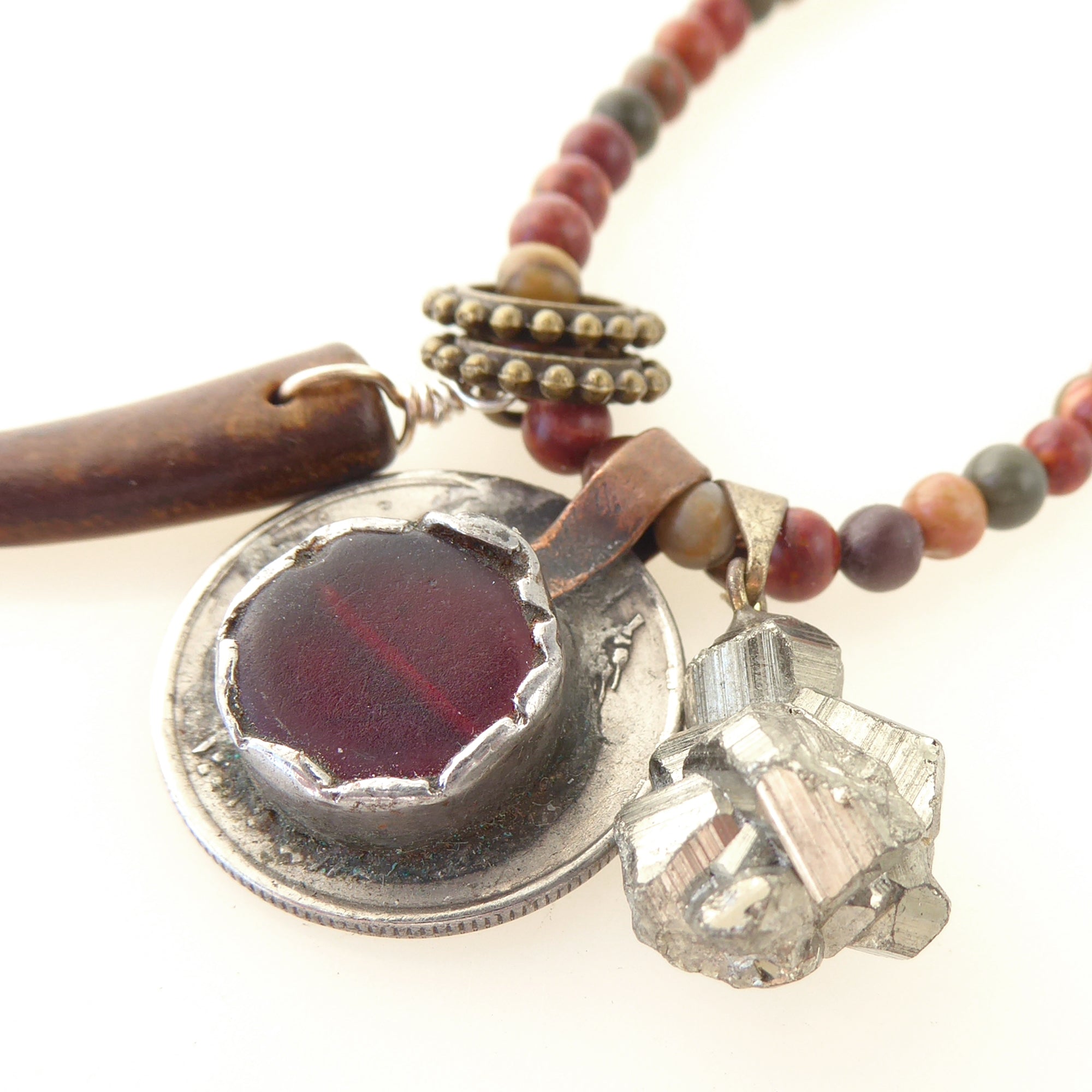 Polychrome jasper charm necklace