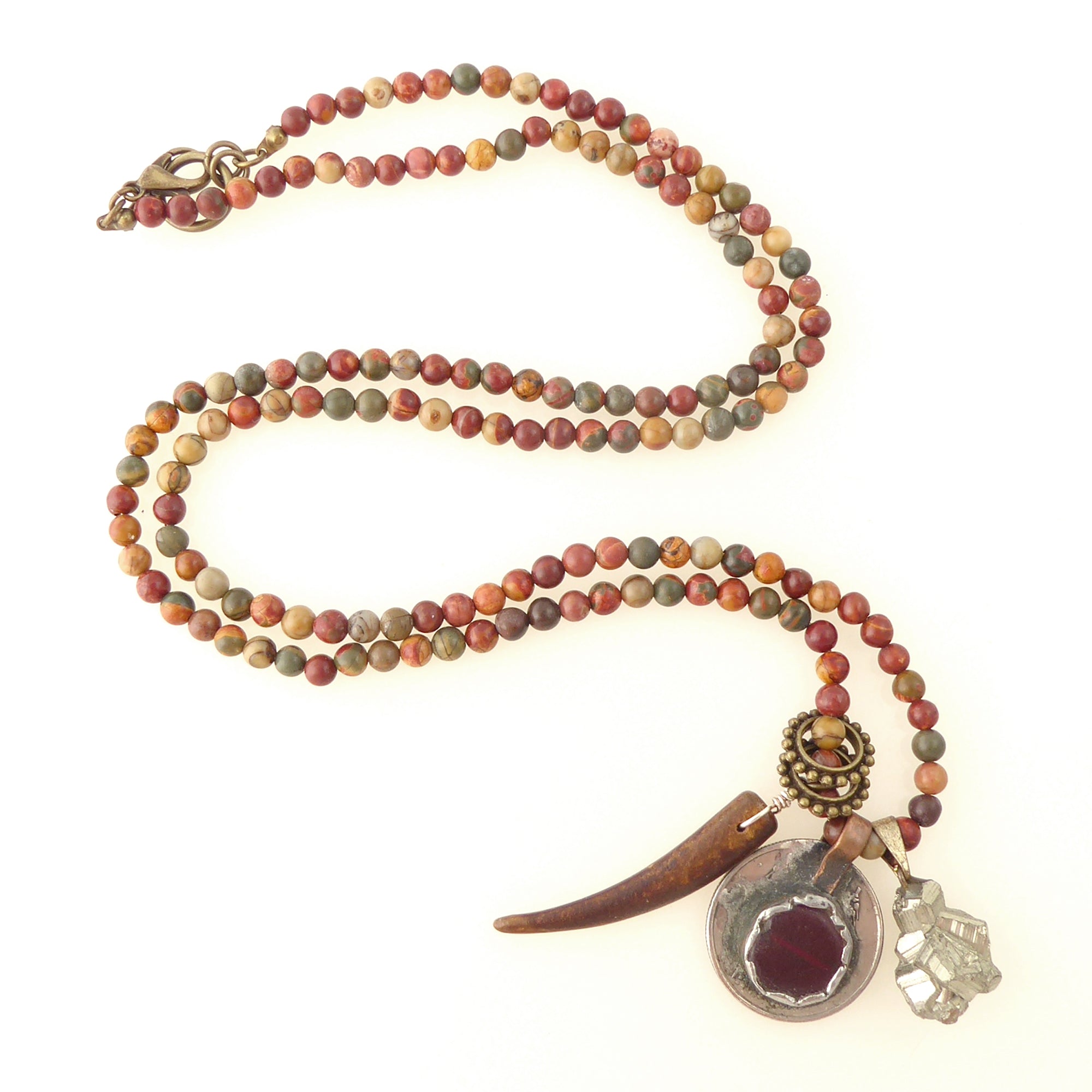 Polychrome jasper charm necklace