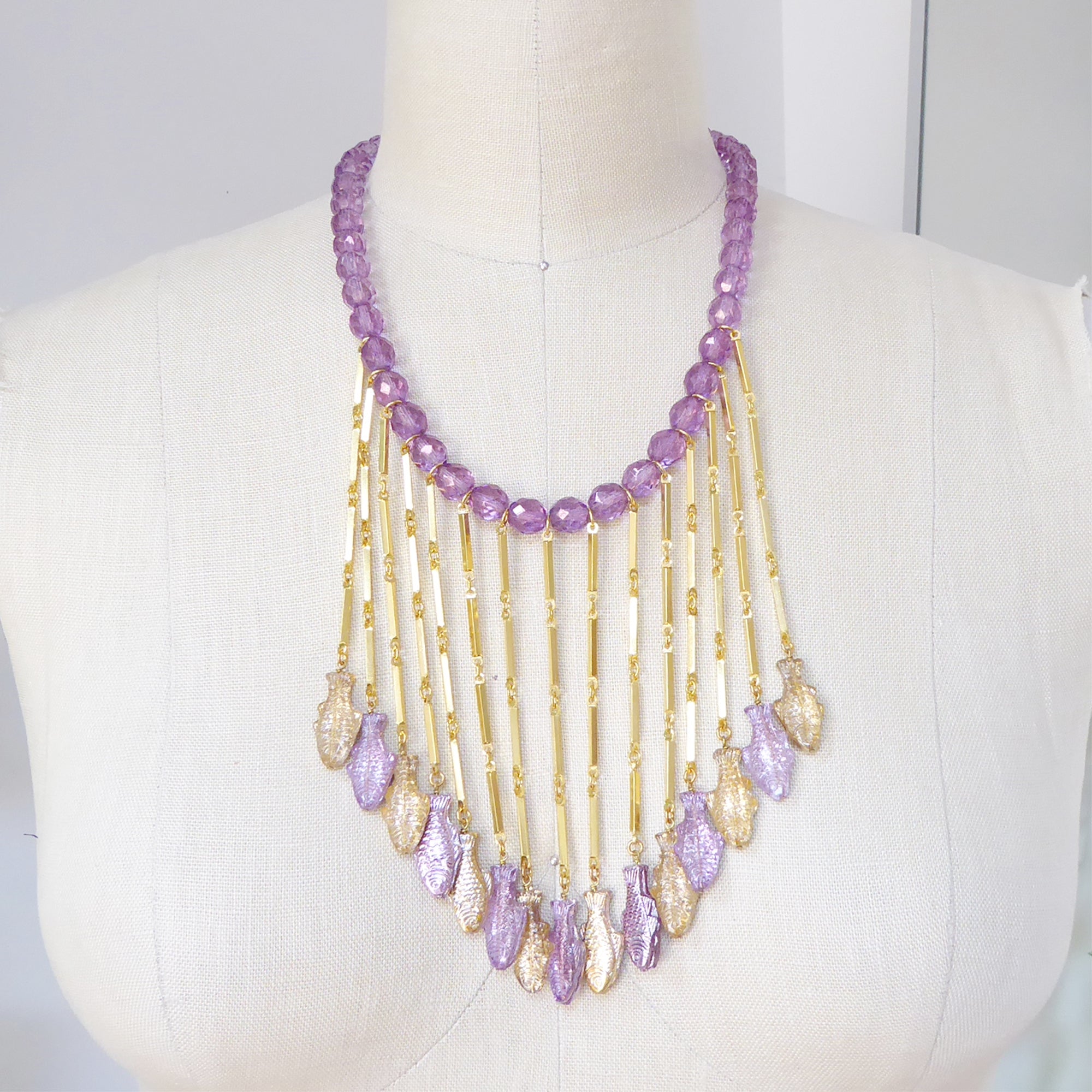 Purple metallic fish necklace by Jenny Dayco 8