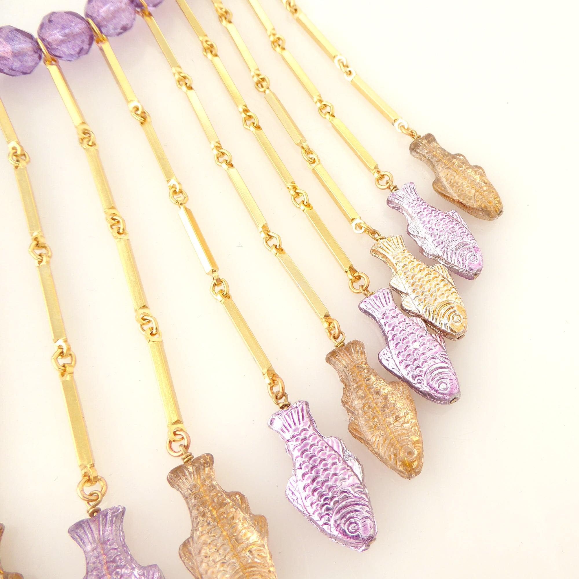 Purple metallic fish necklace by Jenny Dayco 5