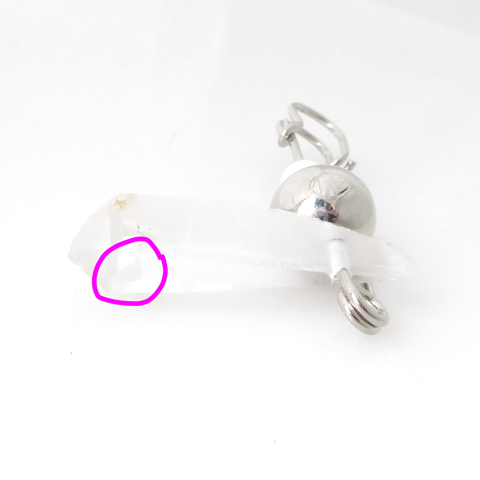 Quartz point and pearl safety pin brooch by Jenny Dayco 4
